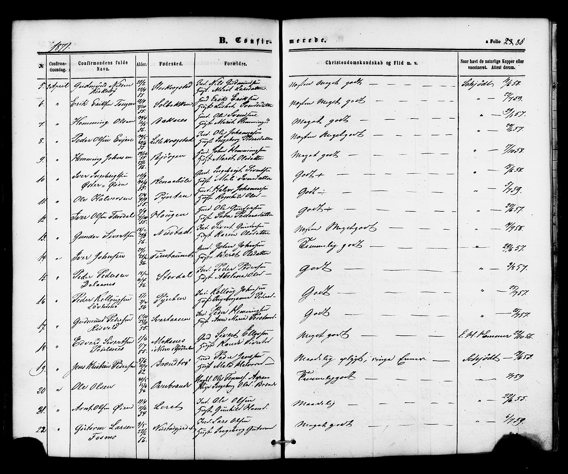 Ministerialprotokoller, klokkerbøker og fødselsregistre - Nord-Trøndelag, SAT/A-1458/706/L0041: Parish register (official) no. 706A02, 1862-1877, p. 85