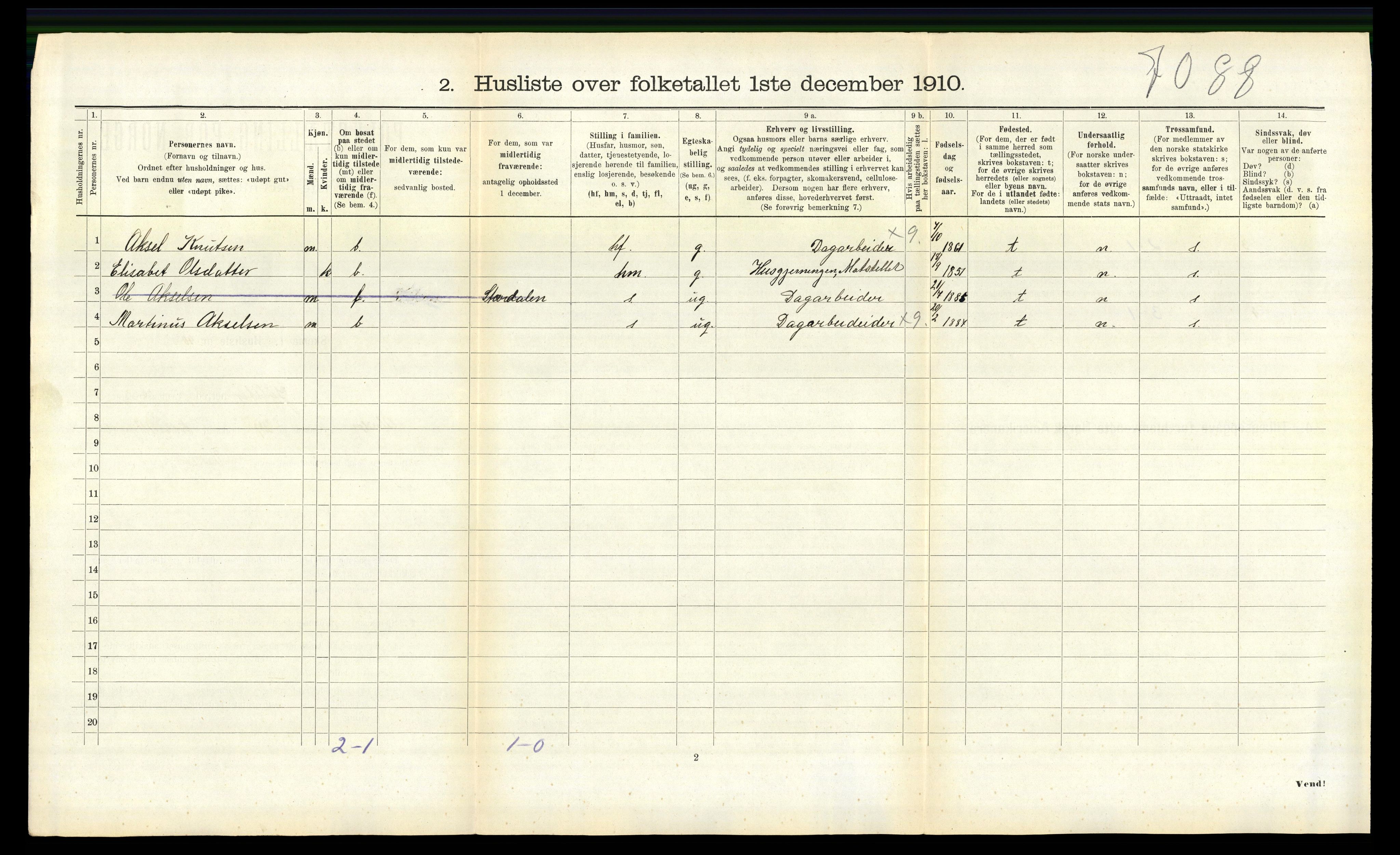 RA, 1910 census for Jølster, 1910, p. 285