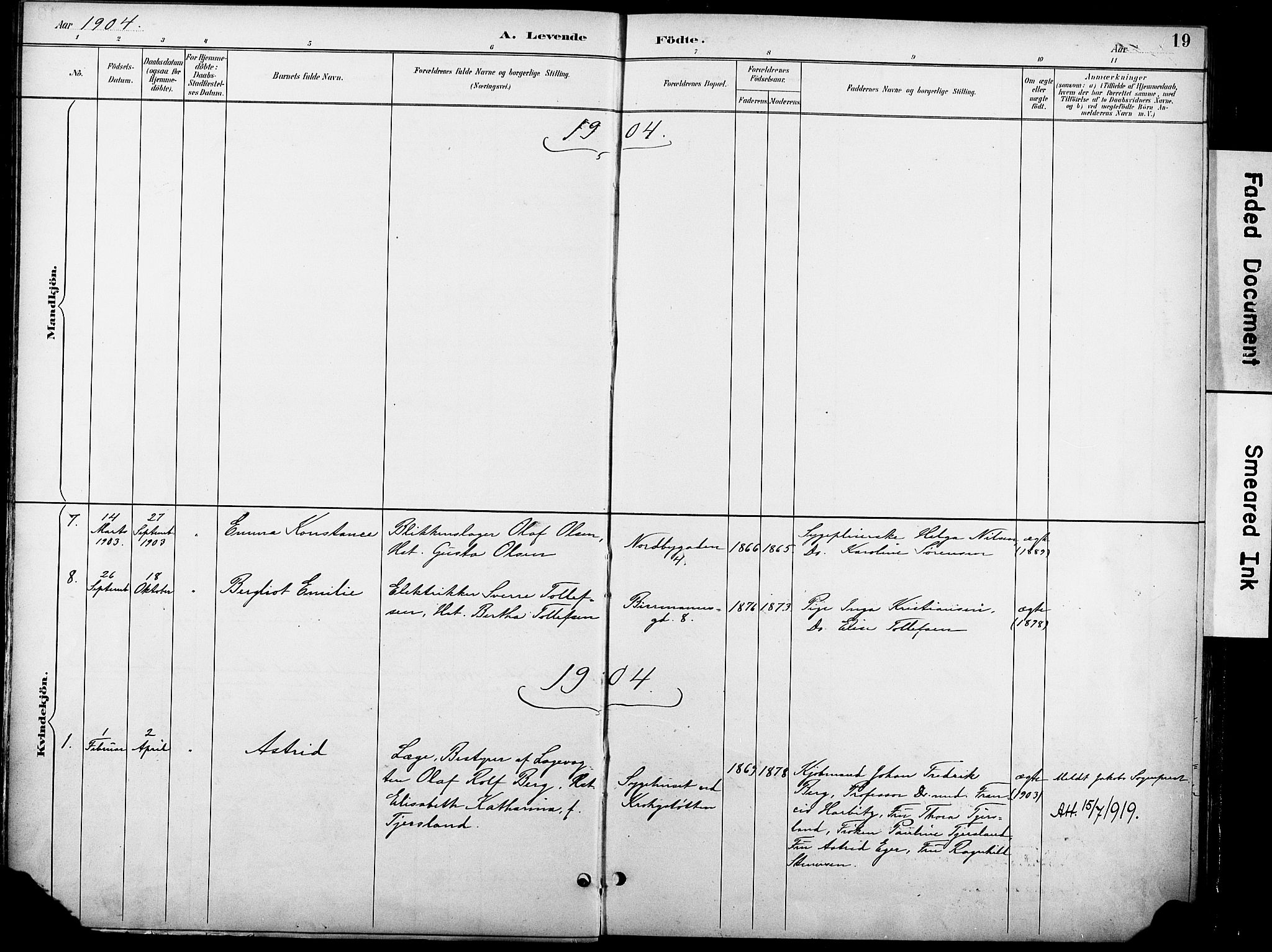 Krohgstøtten sykehusprest Kirkebøker, SAO/A-10854/F/Fa/L0003: Parish register (official) no. 3, 1890-1935, p. 19