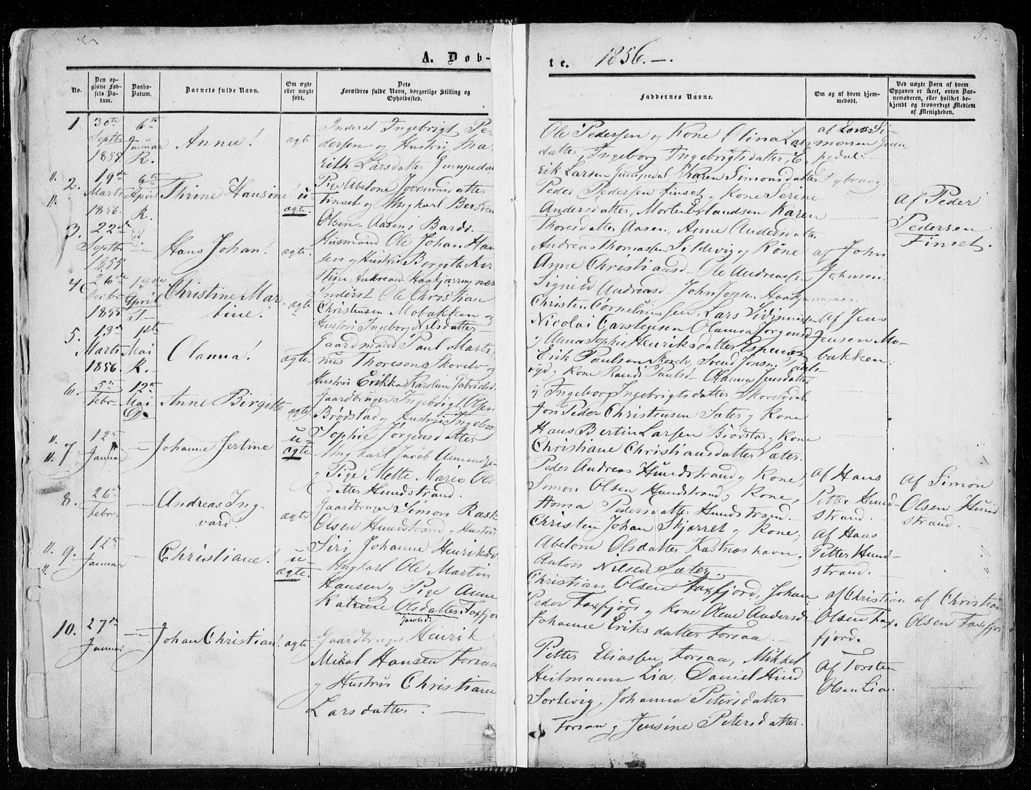 Tranøy sokneprestkontor, AV/SATØ-S-1313/I/Ia/Iaa/L0007kirke: Parish register (official) no. 7, 1856-1866, p. 5