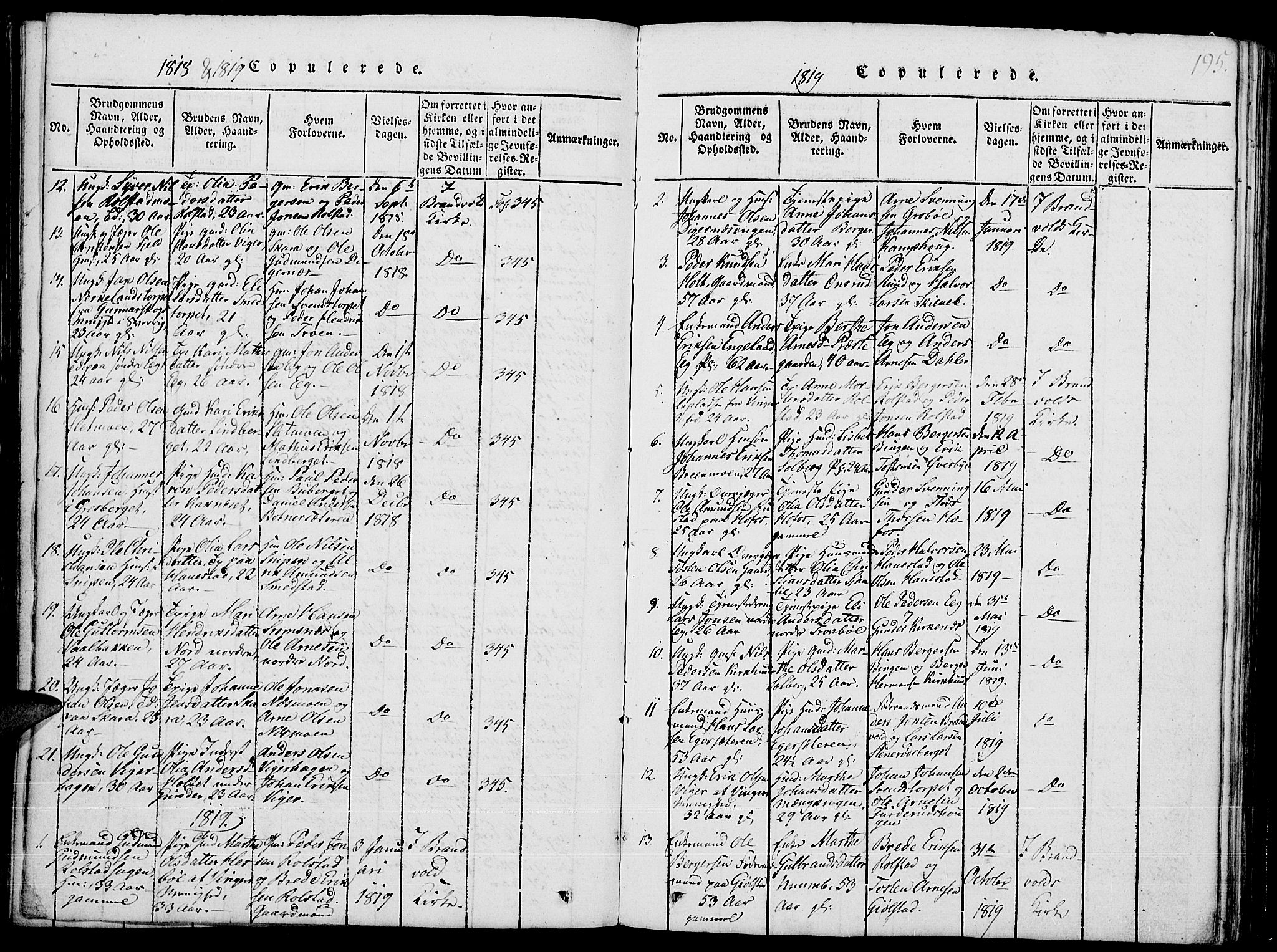 Grue prestekontor, SAH/PREST-036/H/Ha/Hab/L0001: Parish register (copy) no. 1, 1814-1841, p. 195