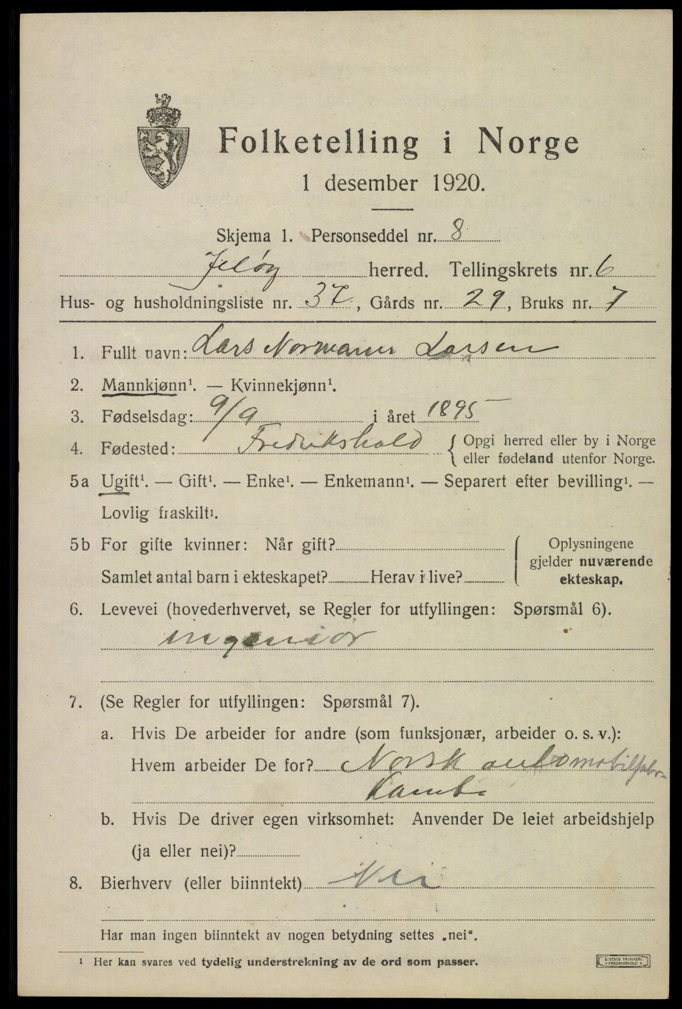 SAO, 1920 census for Moss land district, 1920, p. 7231