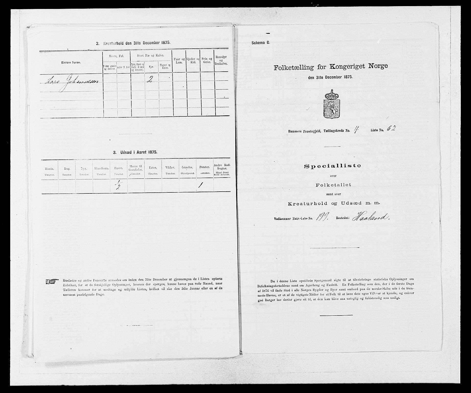 SAB, 1875 census for 1254P Hamre, 1875, p. 572