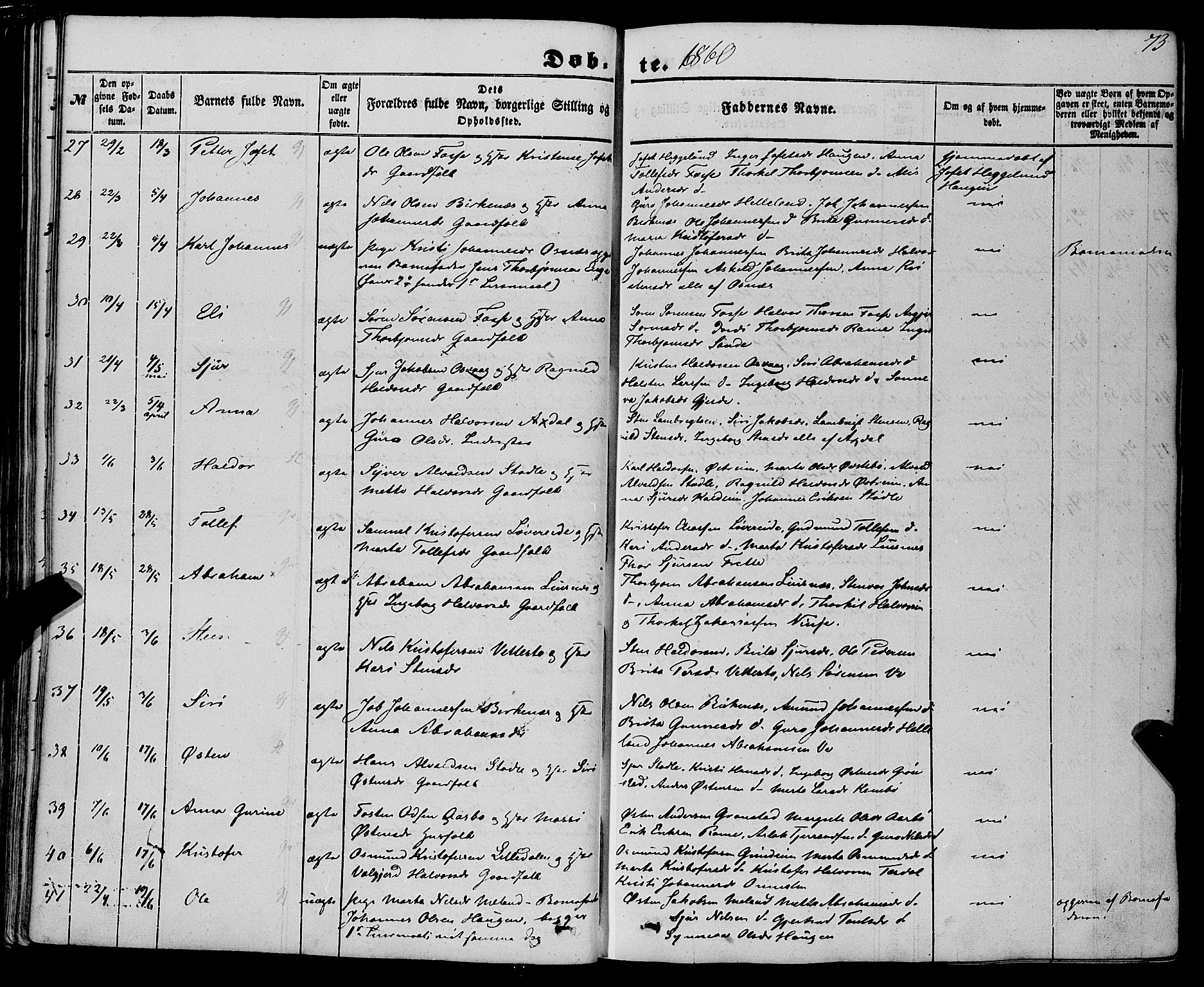 Etne sokneprestembete, AV/SAB-A-75001/H/Haa: Parish register (official) no. A 8, 1848-1862, p. 73