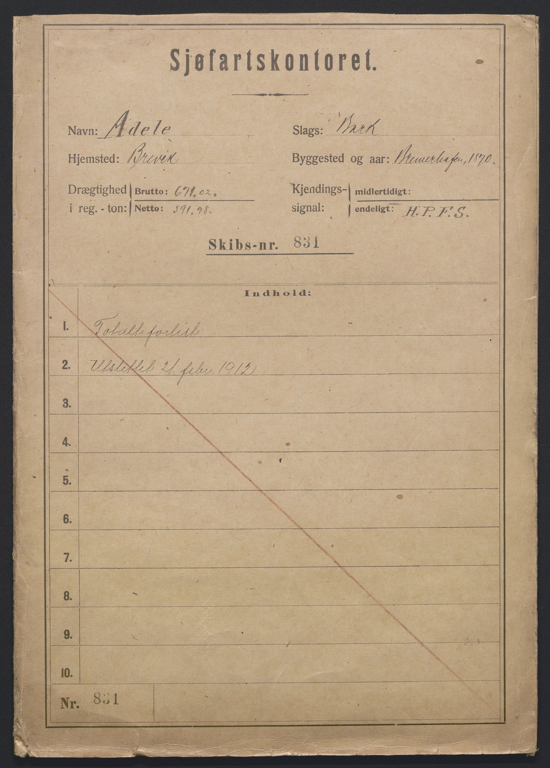 Sjøfartsdirektoratet med forløpere, skipsmapper slettede skip, AV/RA-S-4998/F/Fa/L0004: --, 1869-1918, p. 450