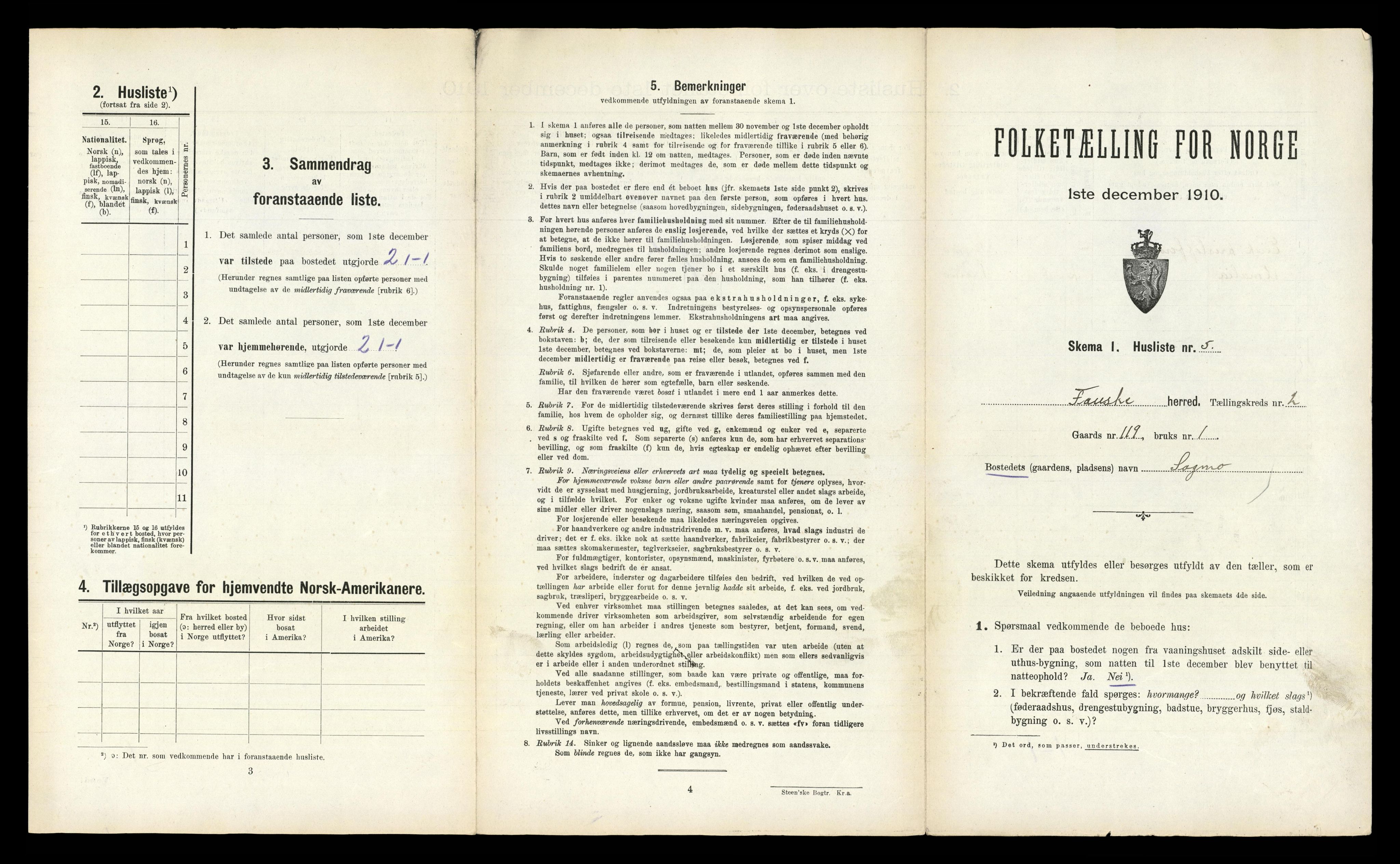 RA, 1910 census for Fauske, 1910, p. 136