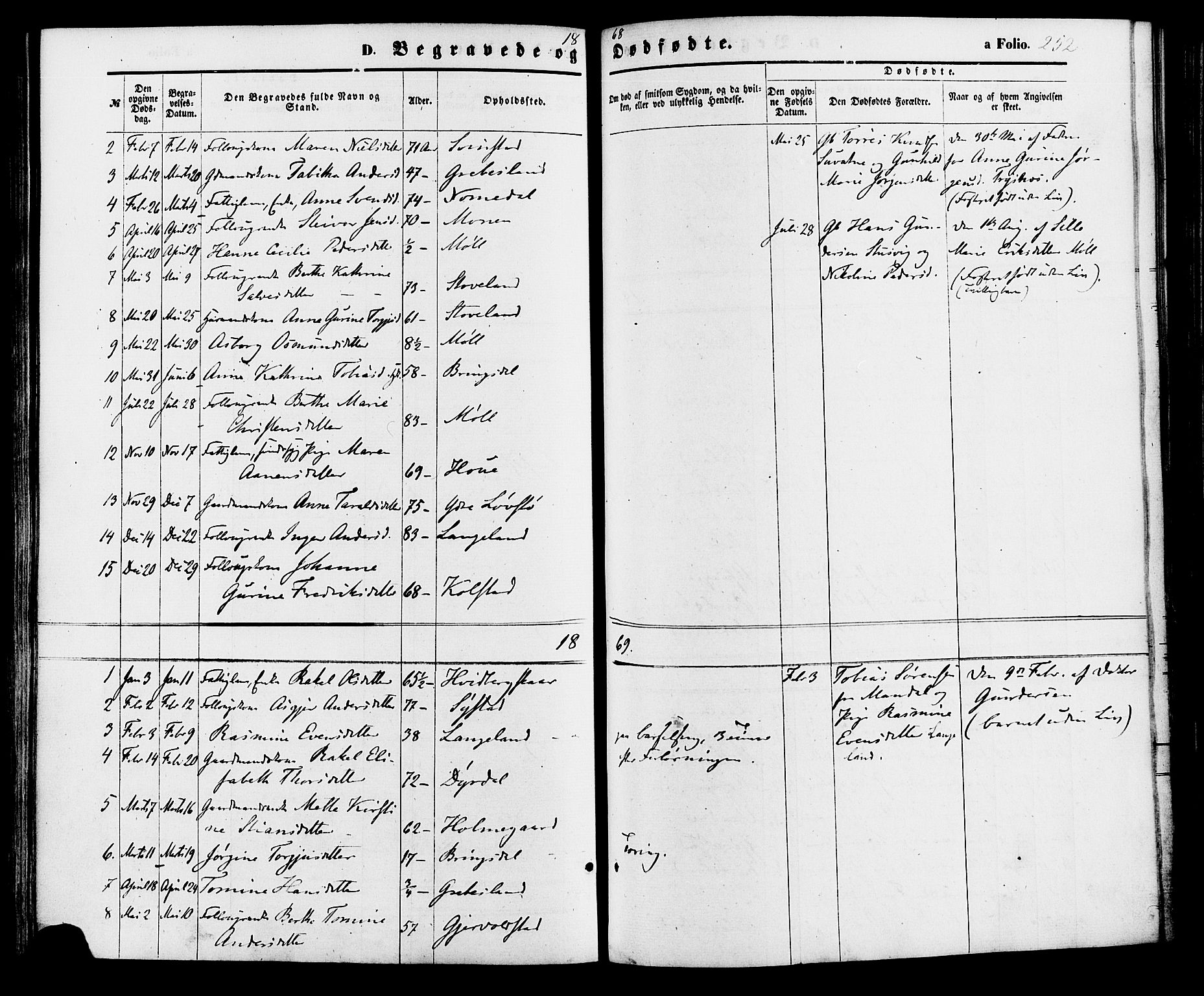 Holum sokneprestkontor, AV/SAK-1111-0022/F/Fa/Faa/L0006: Parish register (official) no. A 6, 1865-1883, p. 252