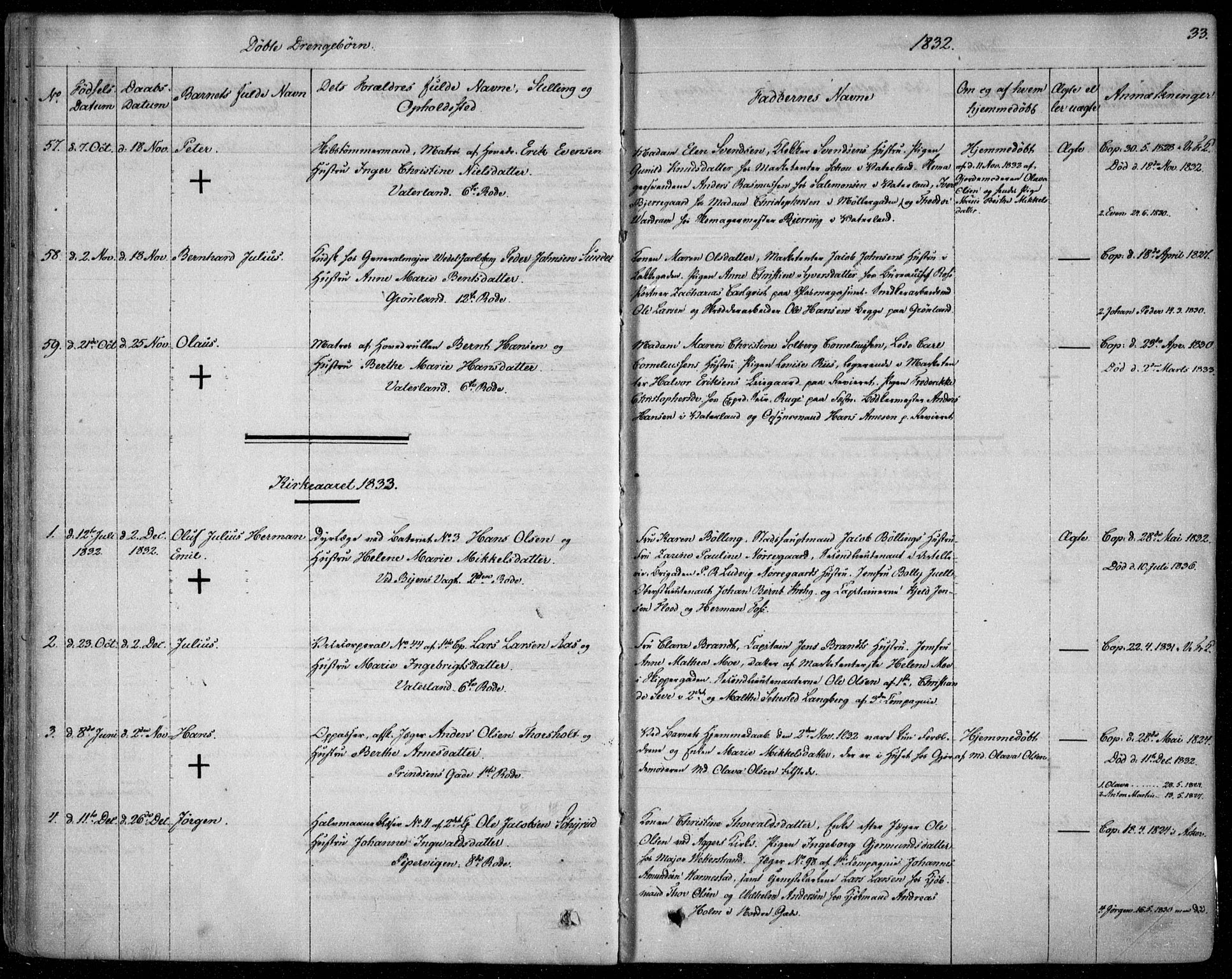 Garnisonsmenigheten Kirkebøker, SAO/A-10846/F/Fa/L0006: Parish register (official) no. 6, 1828-1841, p. 33