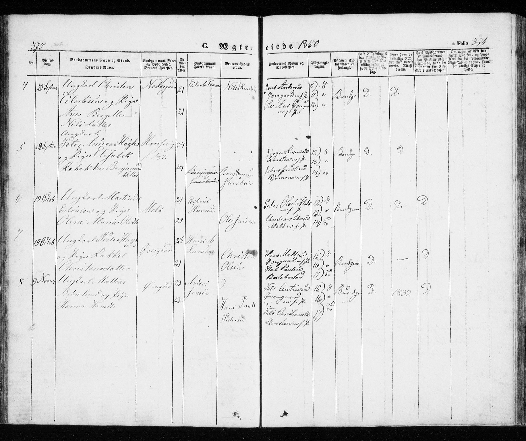 Trondenes sokneprestkontor, AV/SATØ-S-1319/H/Ha/L0010kirke: Parish register (official) no. 10, 1840-1865, p. 375-376
