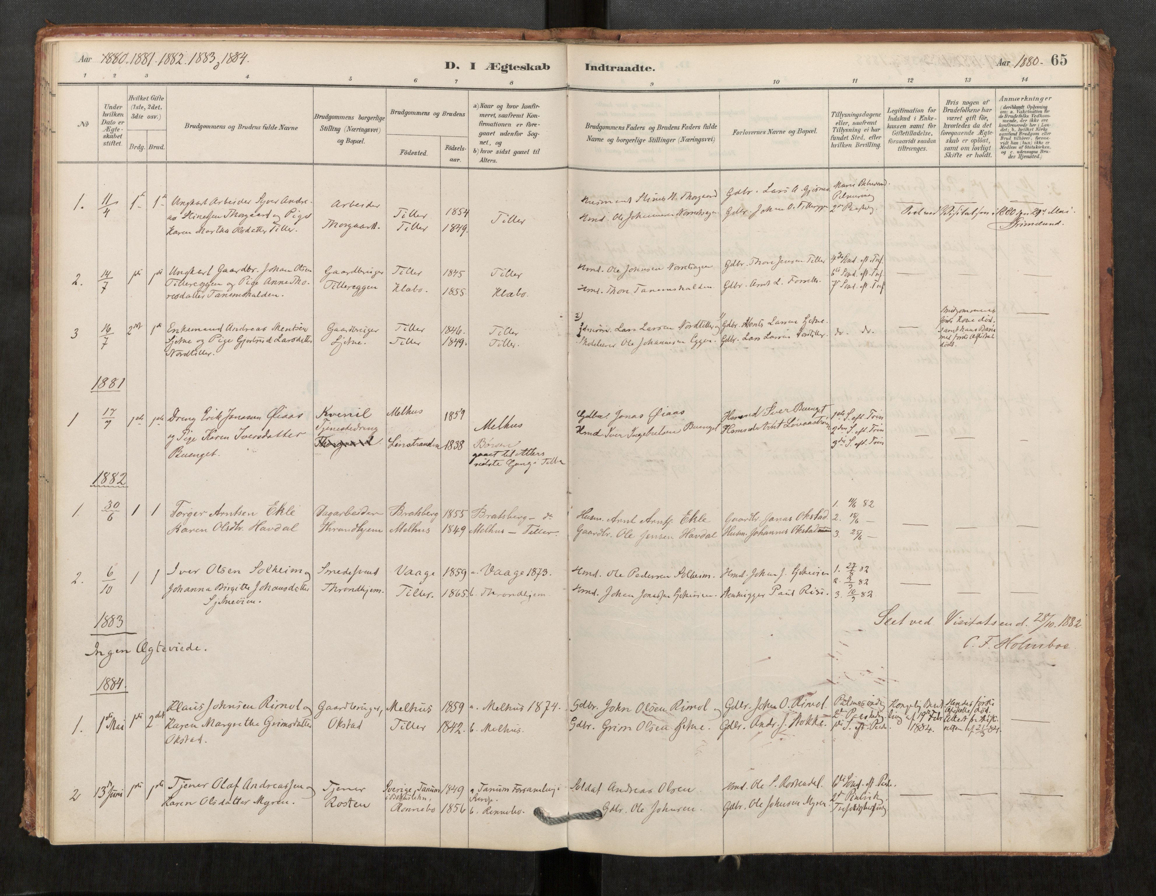 Klæbu sokneprestkontor, SAT/A-1112: Parish register (official) no. 1, 1880-1900, p. 65