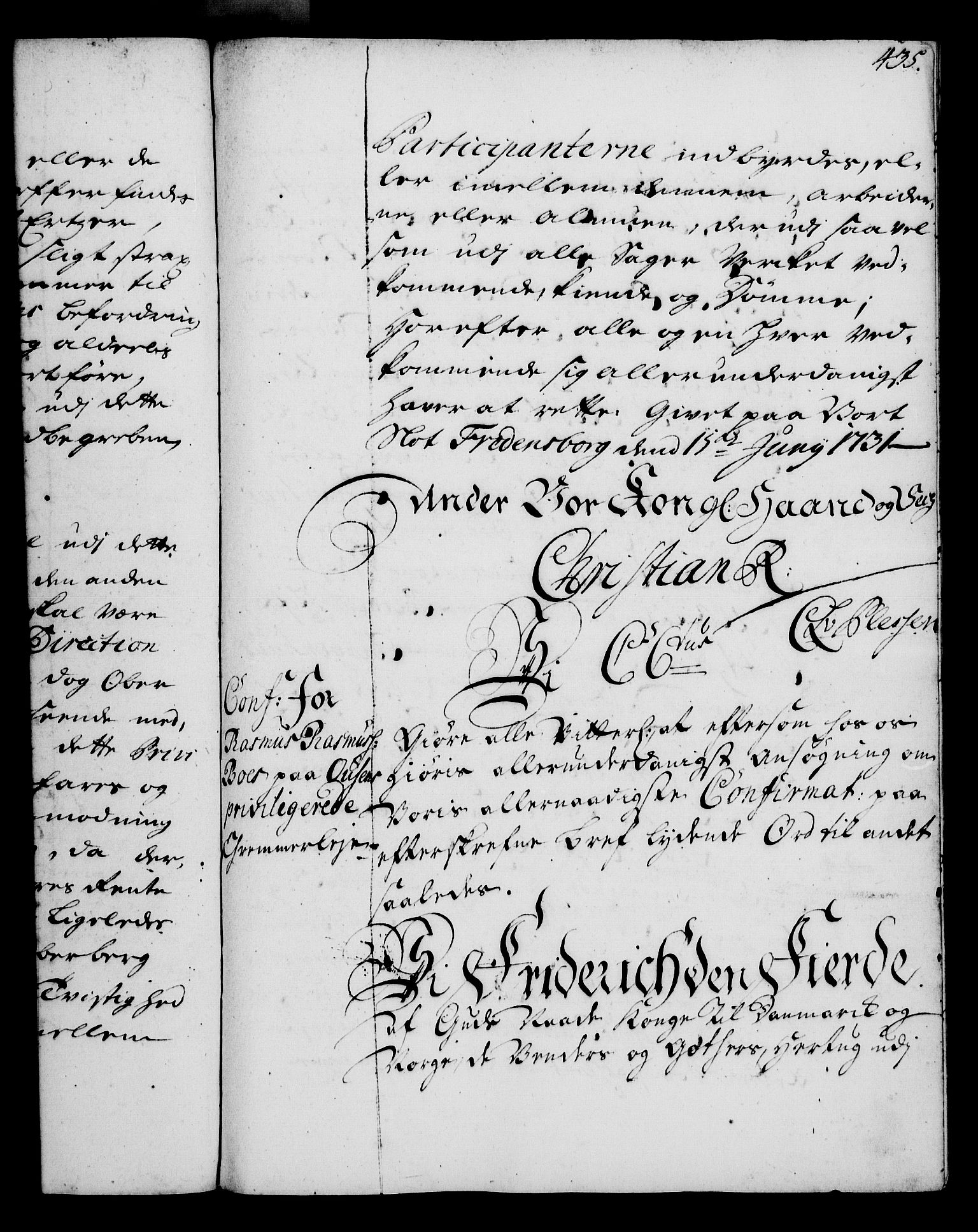 Rentekammeret, Kammerkanselliet, RA/EA-3111/G/Gg/Gga/L0003: Norsk ekspedisjonsprotokoll med register (merket RK 53.3), 1727-1734, p. 435