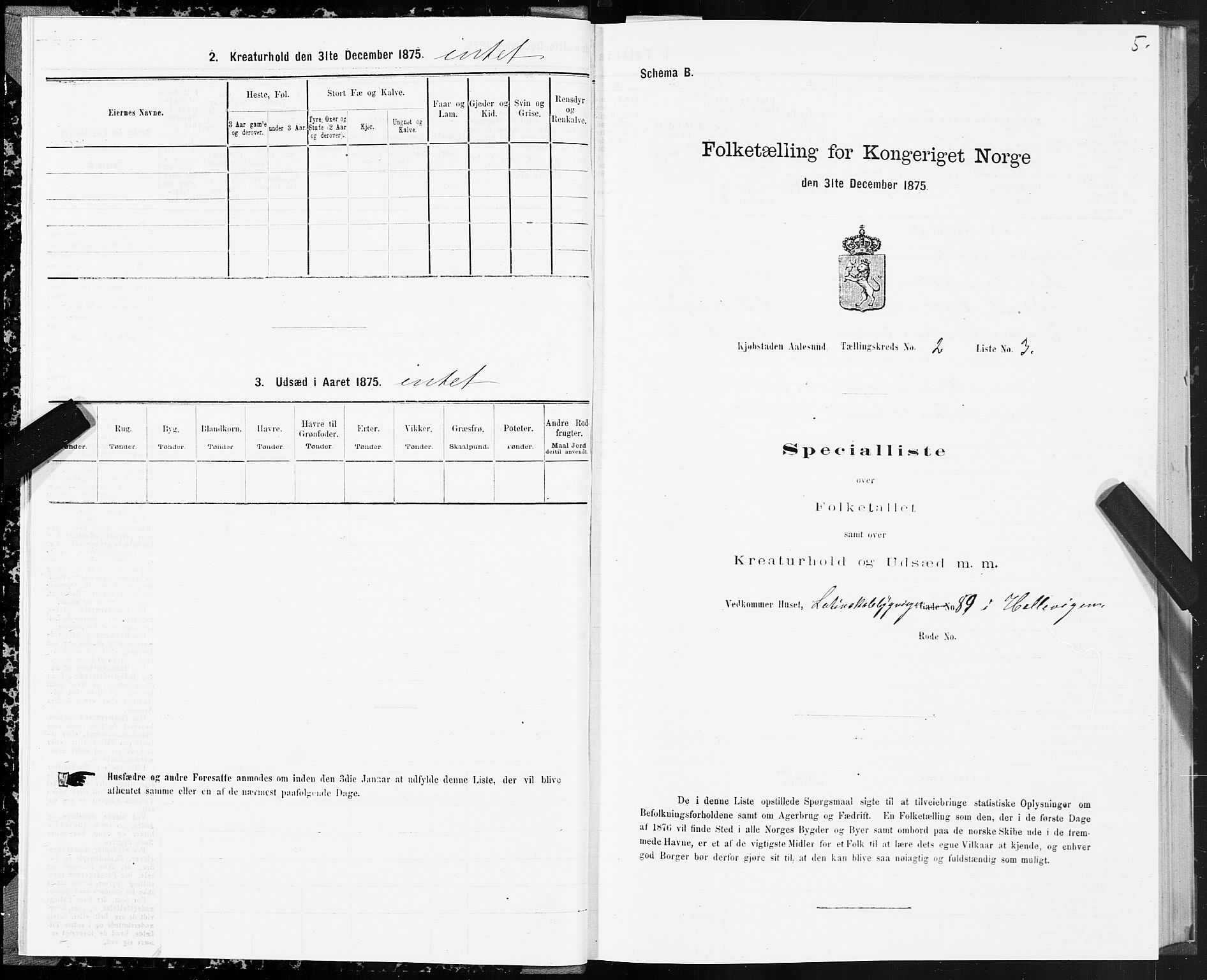 SAT, 1875 census for 1501P Ålesund, 1875, p. 2005