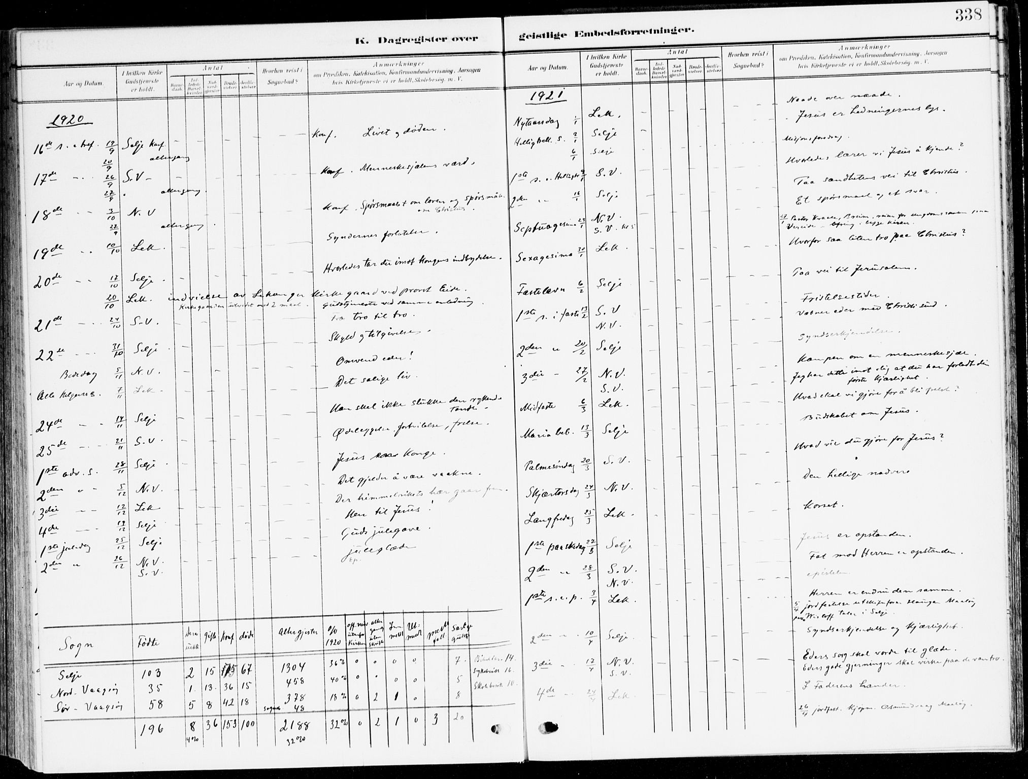 Selje sokneprestembete, SAB/A-99938/H/Ha/Haa/Haab: Parish register (official) no. B 3, 1908-1923, p. 338