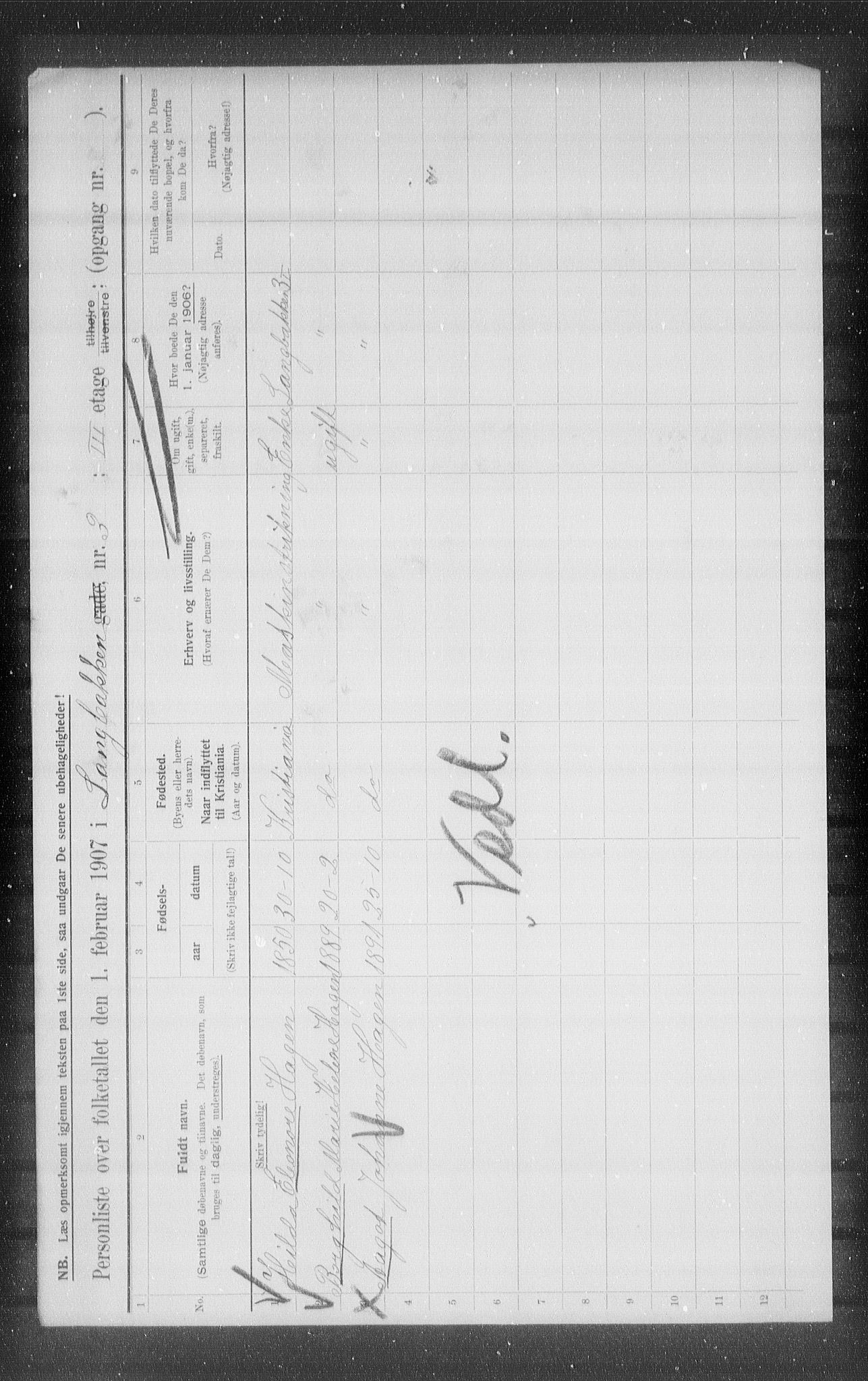 OBA, Municipal Census 1907 for Kristiania, 1907, p. 28729