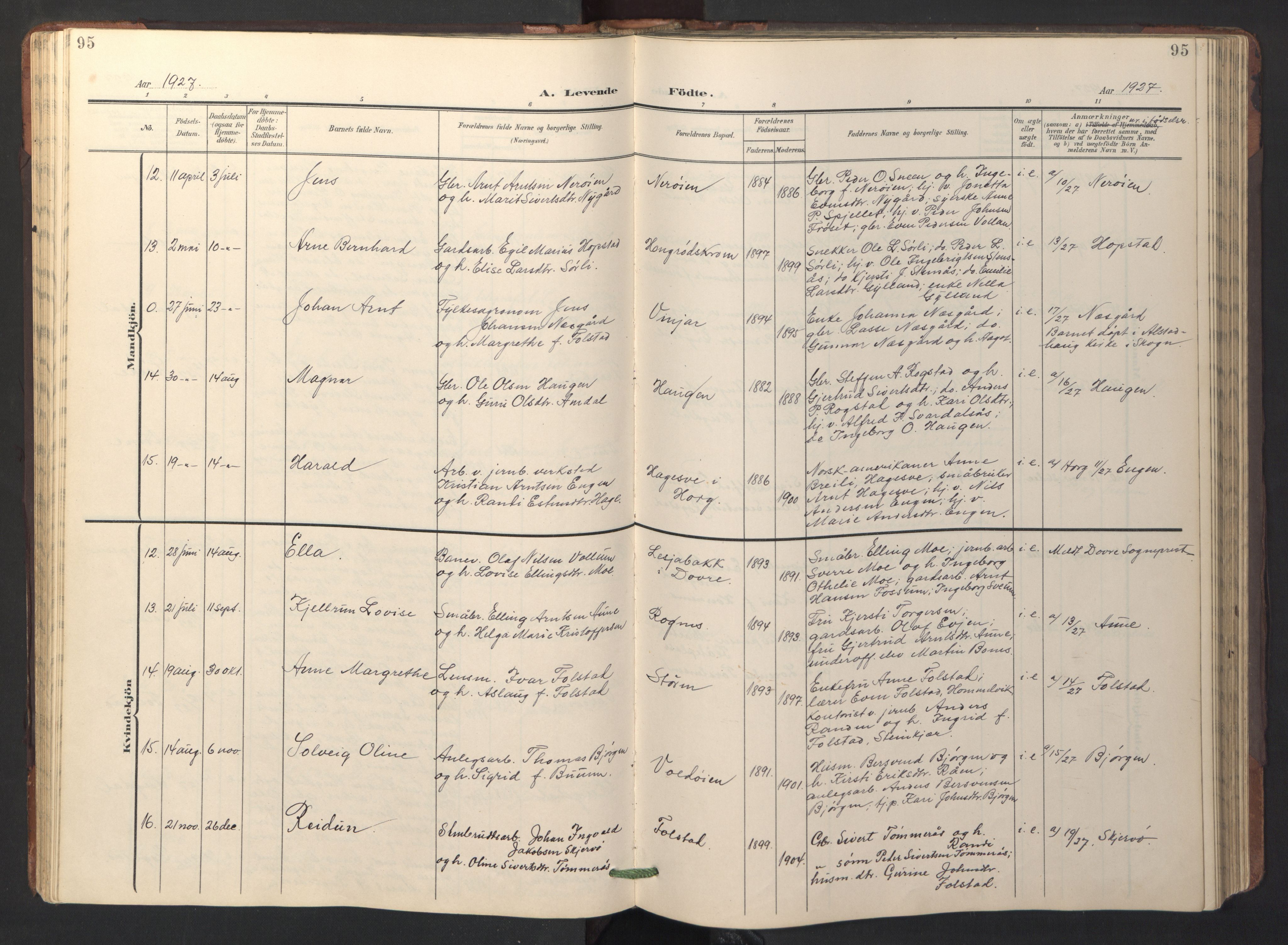 Ministerialprotokoller, klokkerbøker og fødselsregistre - Sør-Trøndelag, SAT/A-1456/687/L1019: Parish register (copy) no. 687C03, 1904-1931, p. 95