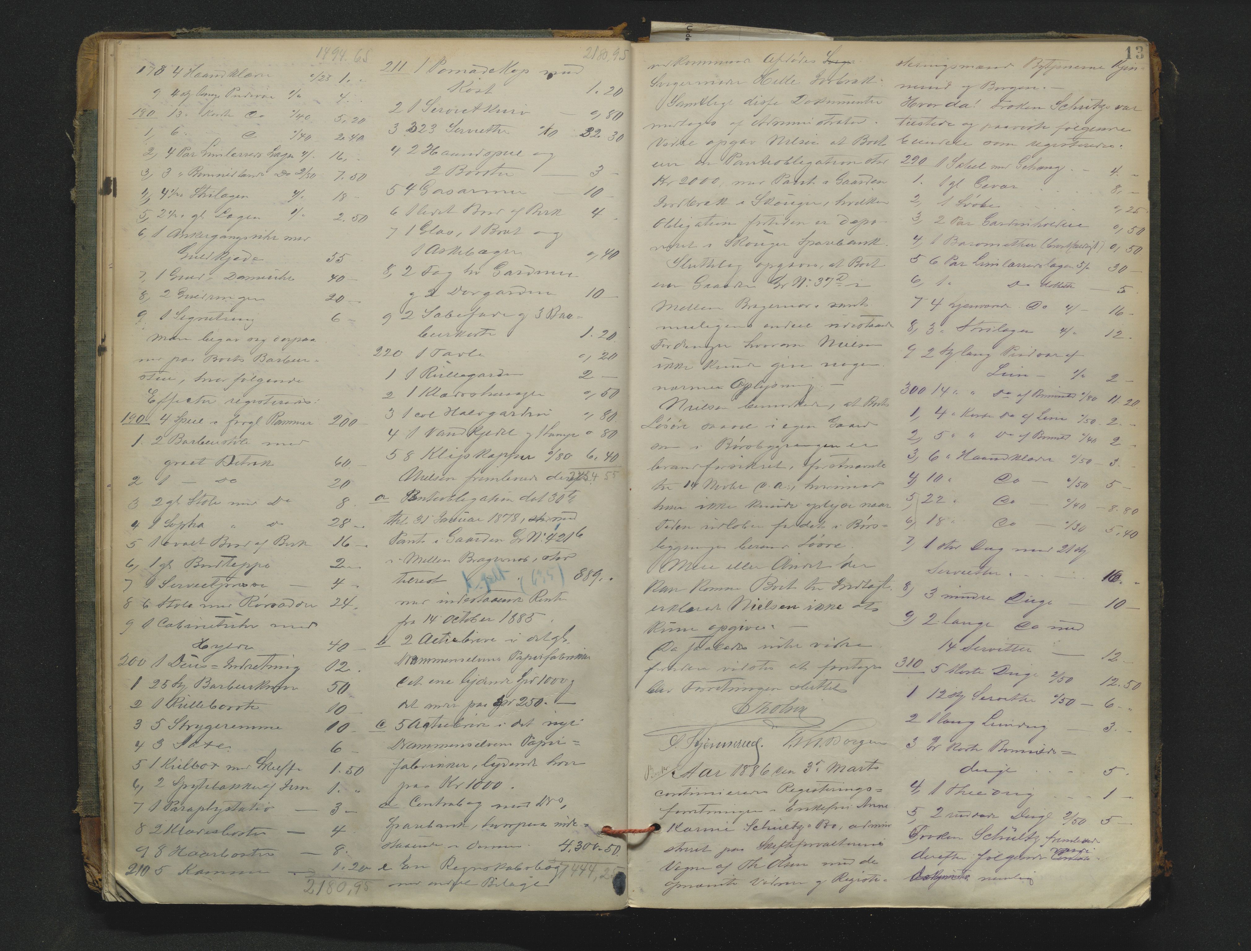 Drammen byfogd, AV/SAKO-A-222/H/Hb/Hbb/L0006: Registreringsprotokoll., 1886-1891, p. 13