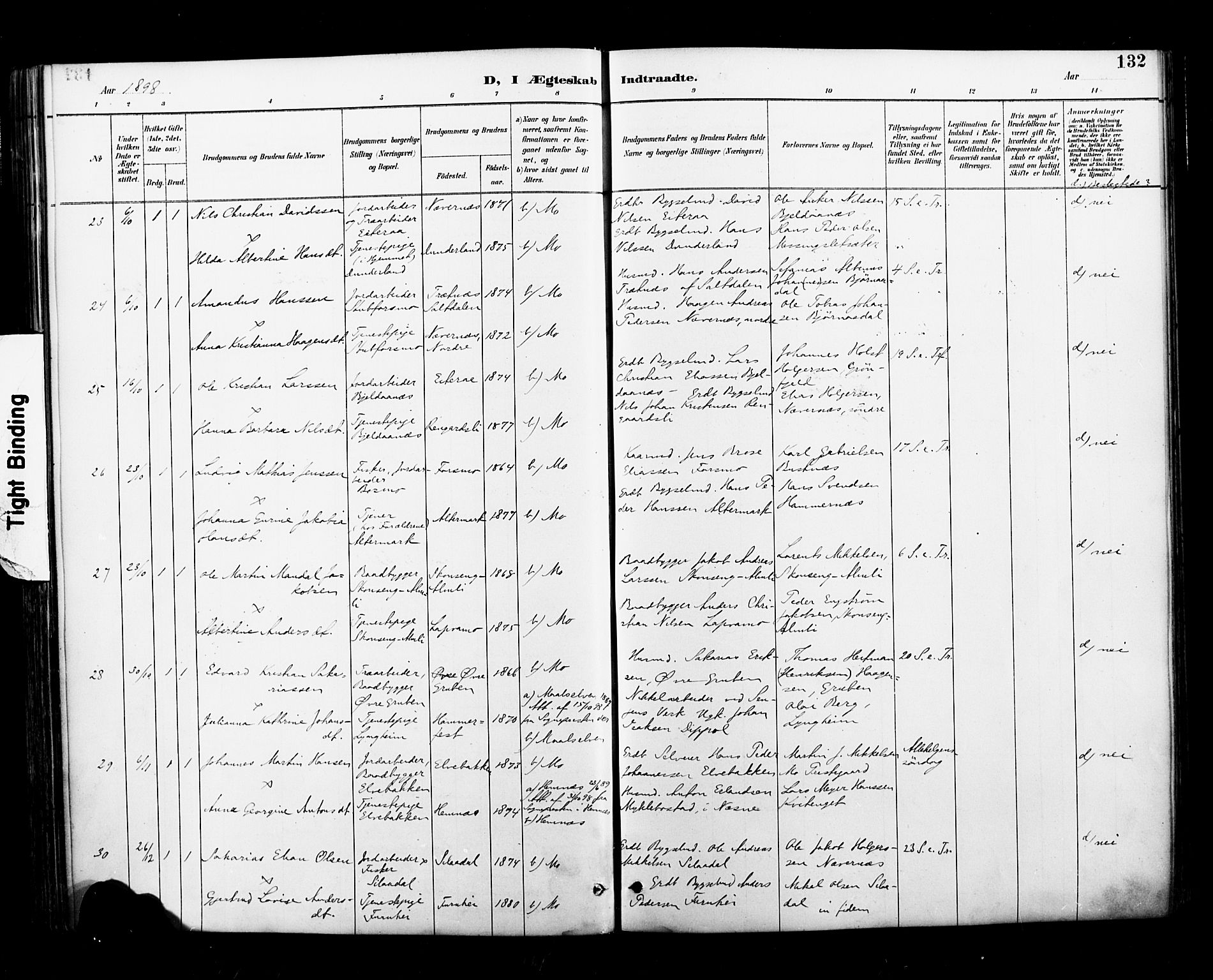 Ministerialprotokoller, klokkerbøker og fødselsregistre - Nordland, AV/SAT-A-1459/827/L0401: Parish register (official) no. 827A13, 1887-1905, p. 132