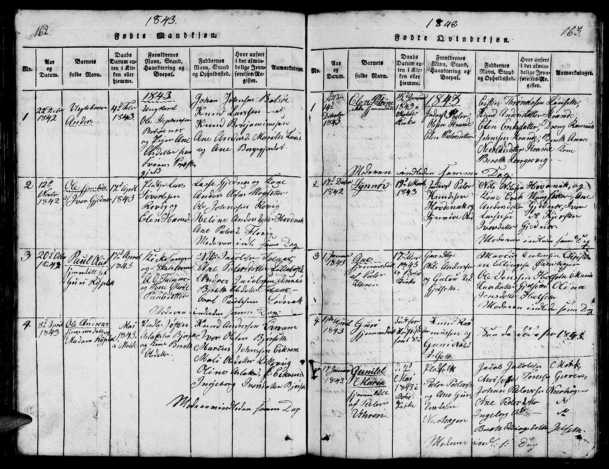 Ministerialprotokoller, klokkerbøker og fødselsregistre - Møre og Romsdal, SAT/A-1454/555/L0665: Parish register (copy) no. 555C01, 1818-1868, p. 162-163