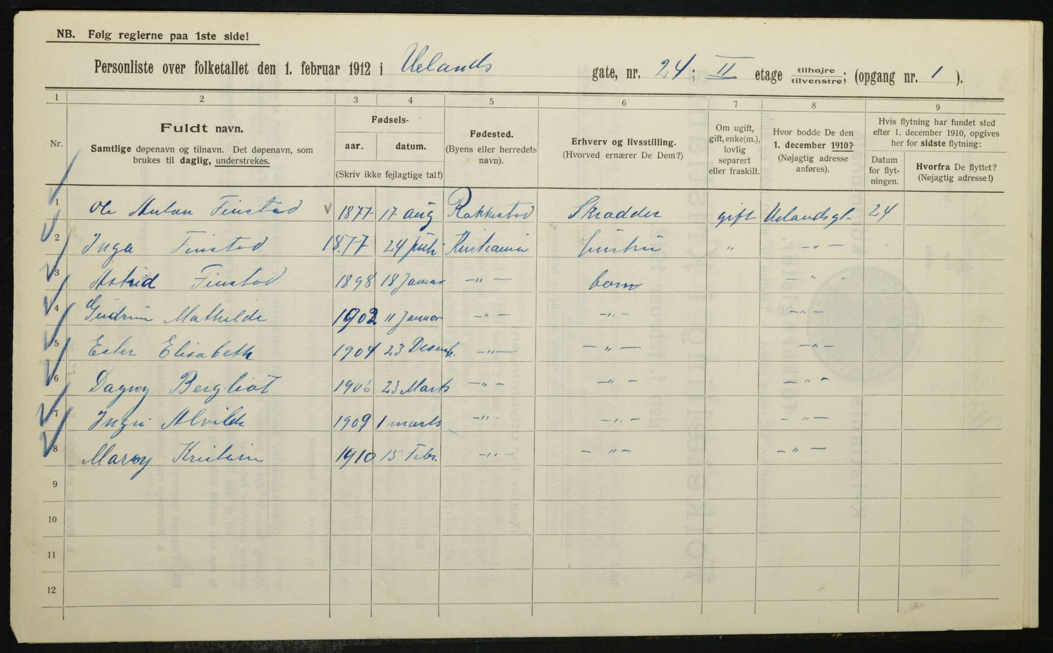 OBA, Municipal Census 1912 for Kristiania, 1912, p. 118702