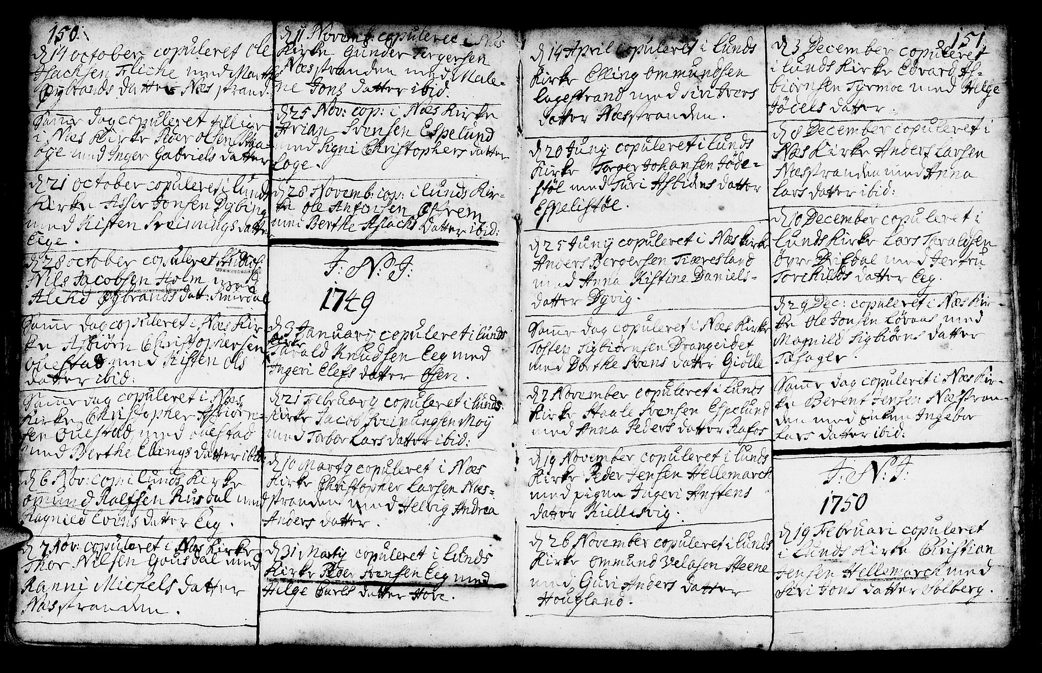 Lund sokneprestkontor, AV/SAST-A-101809/S06/L0002: Parish register (official) no. A 2, 1738-1760, p. 150-151