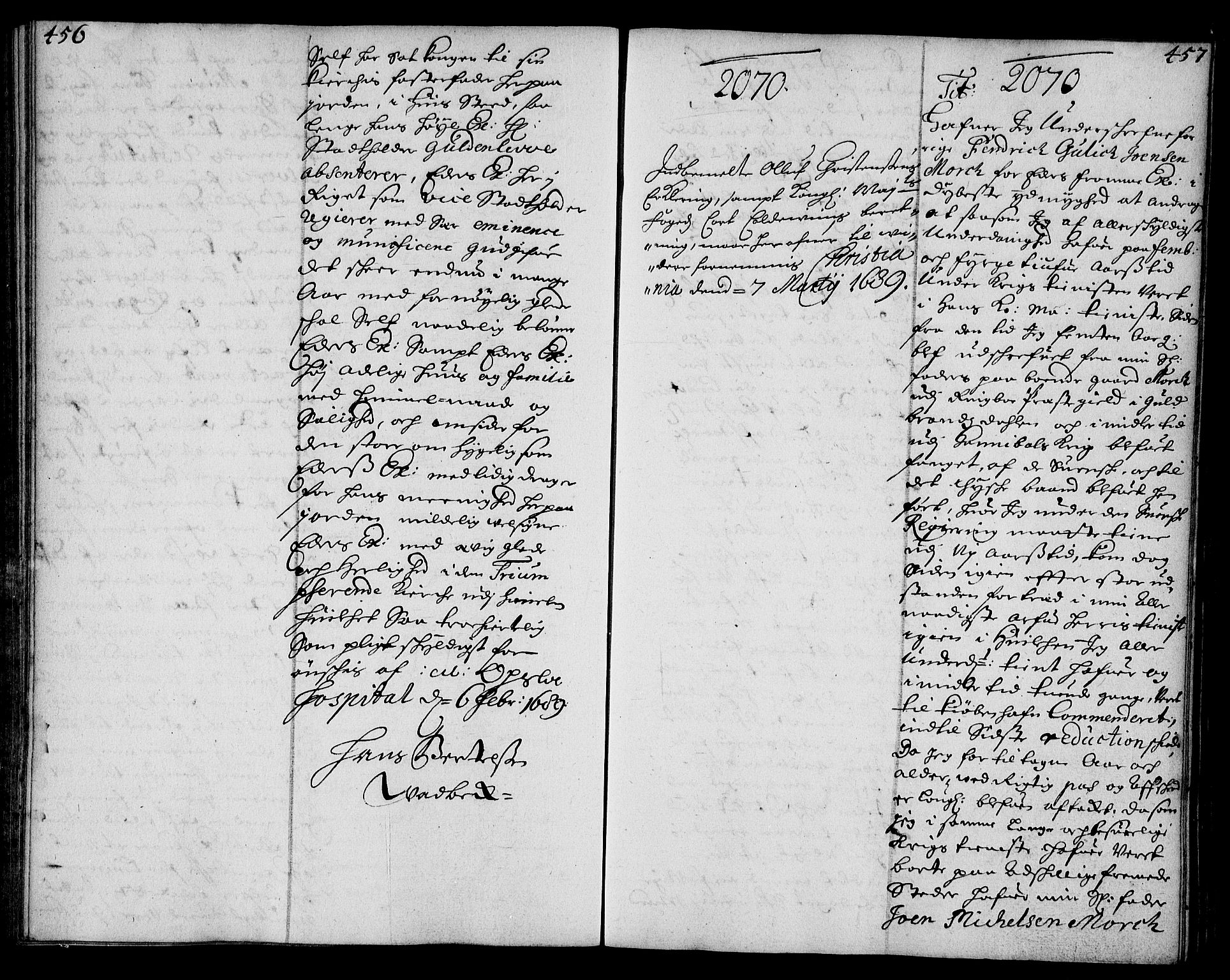 Stattholderembetet 1572-1771, AV/RA-EA-2870/Ae/L0006: Supplikasjons- og resolusjonsprotokoll, 1688-1689, p. 456-457