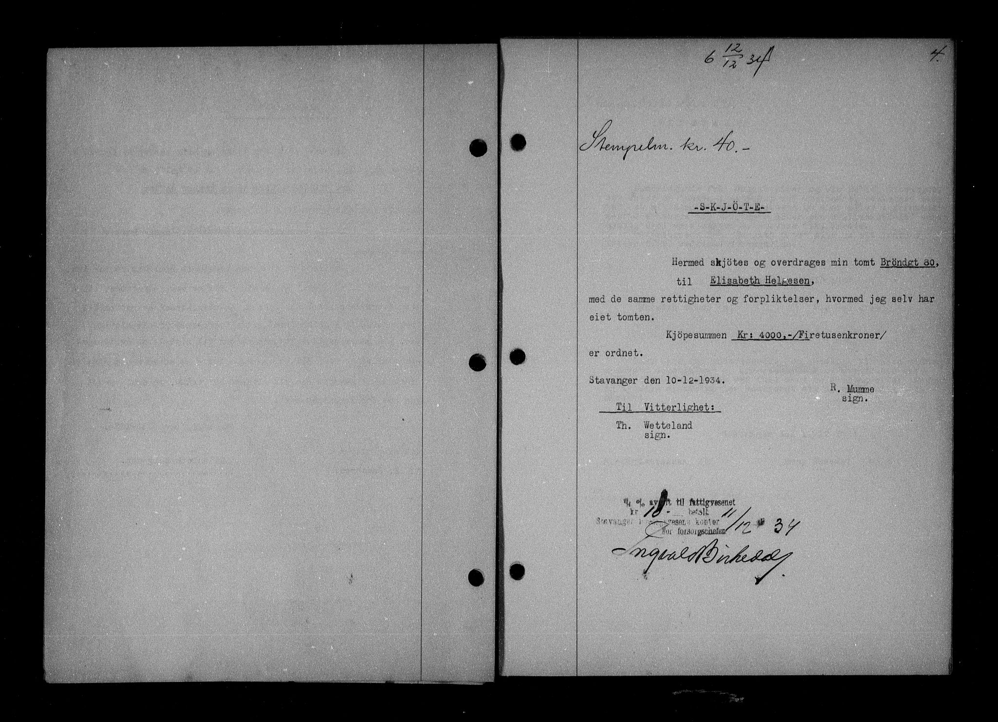 Stavanger byrett, AV/SAST-A-100455/001/4/41/410BB/L0008: Mortgage book no. 58, 1934-1935, Deed date: 12.12.1934