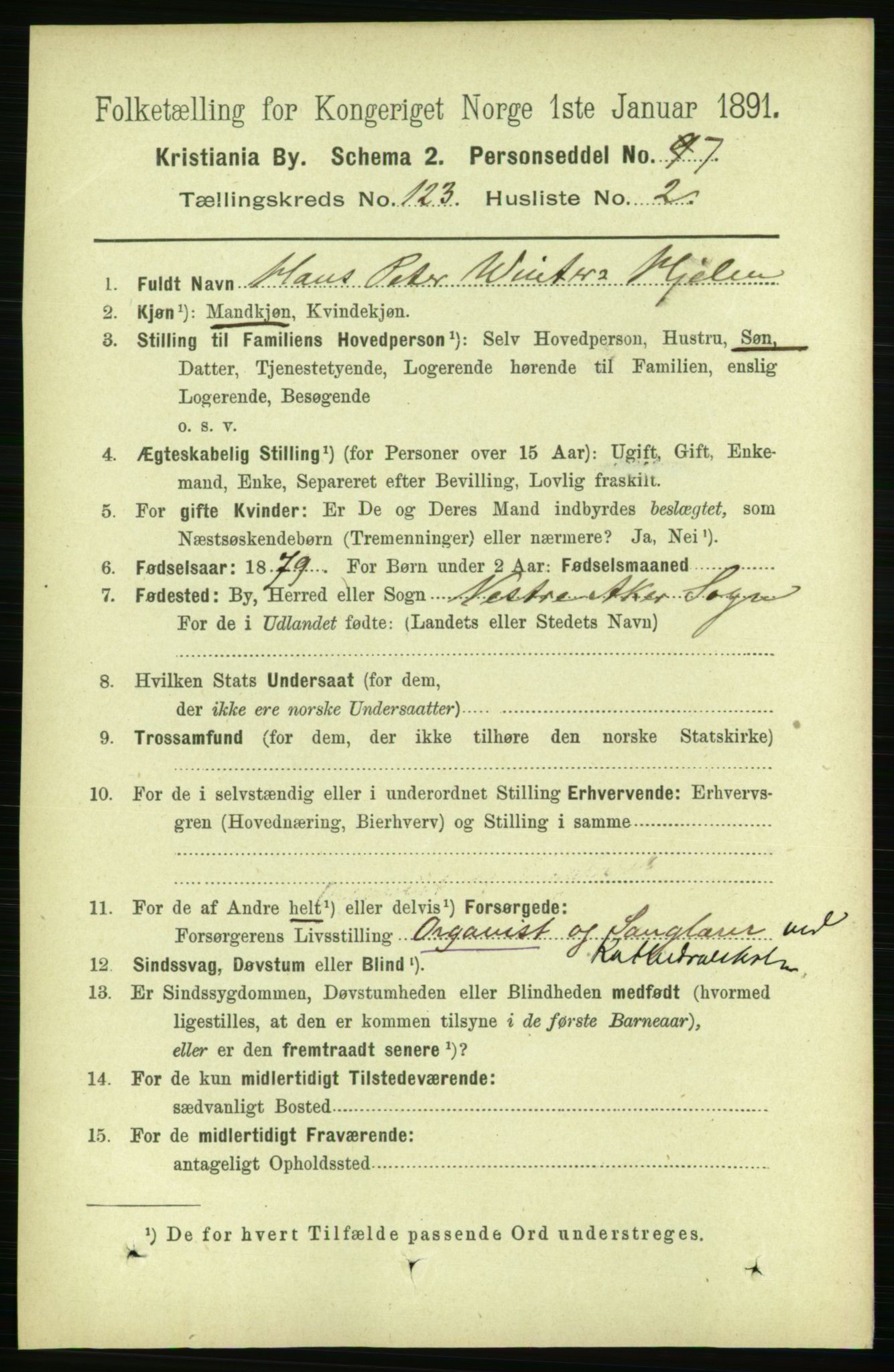 RA, 1891 census for 0301 Kristiania, 1891, p. 65129