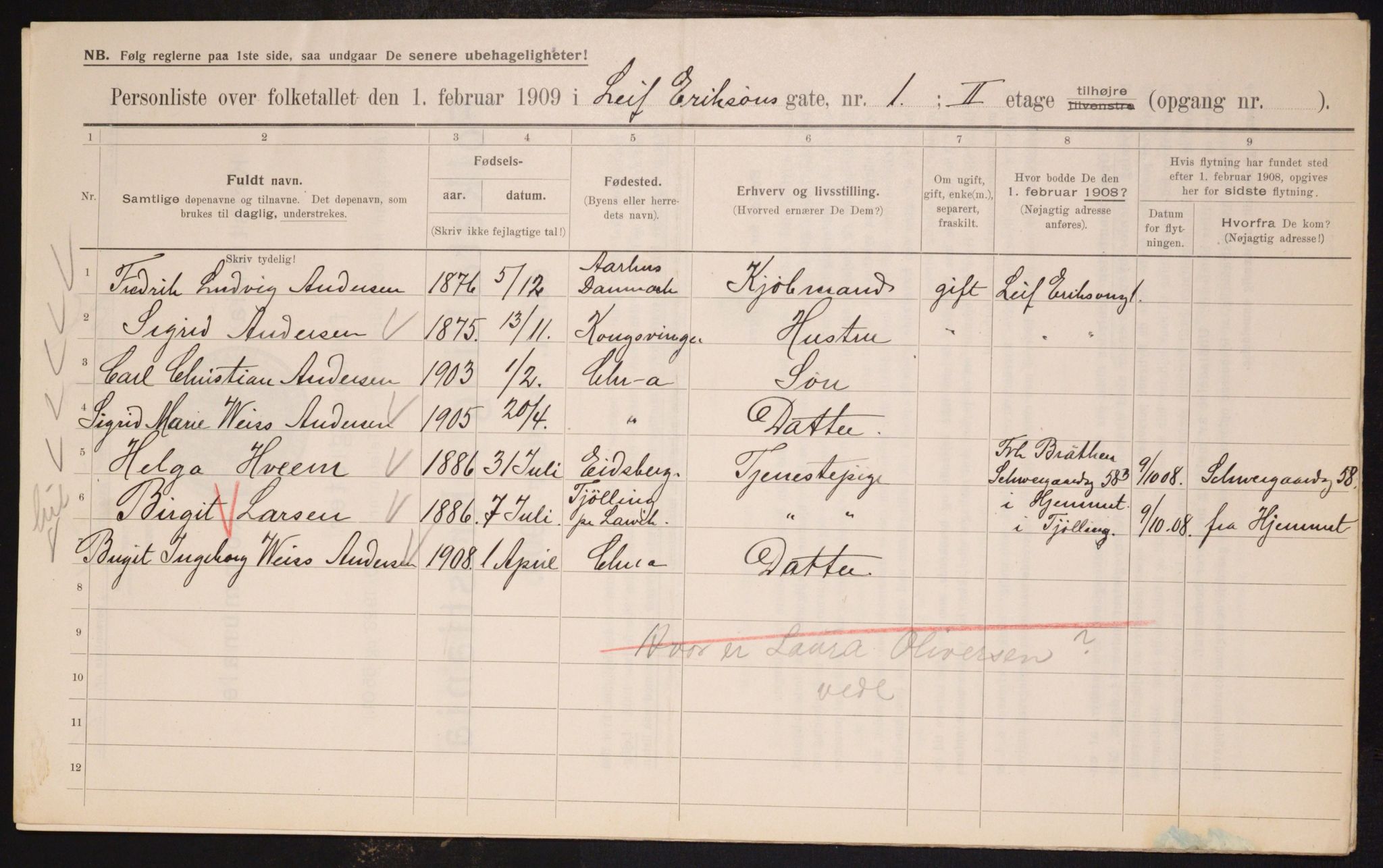 OBA, Municipal Census 1909 for Kristiania, 1909, p. 52411