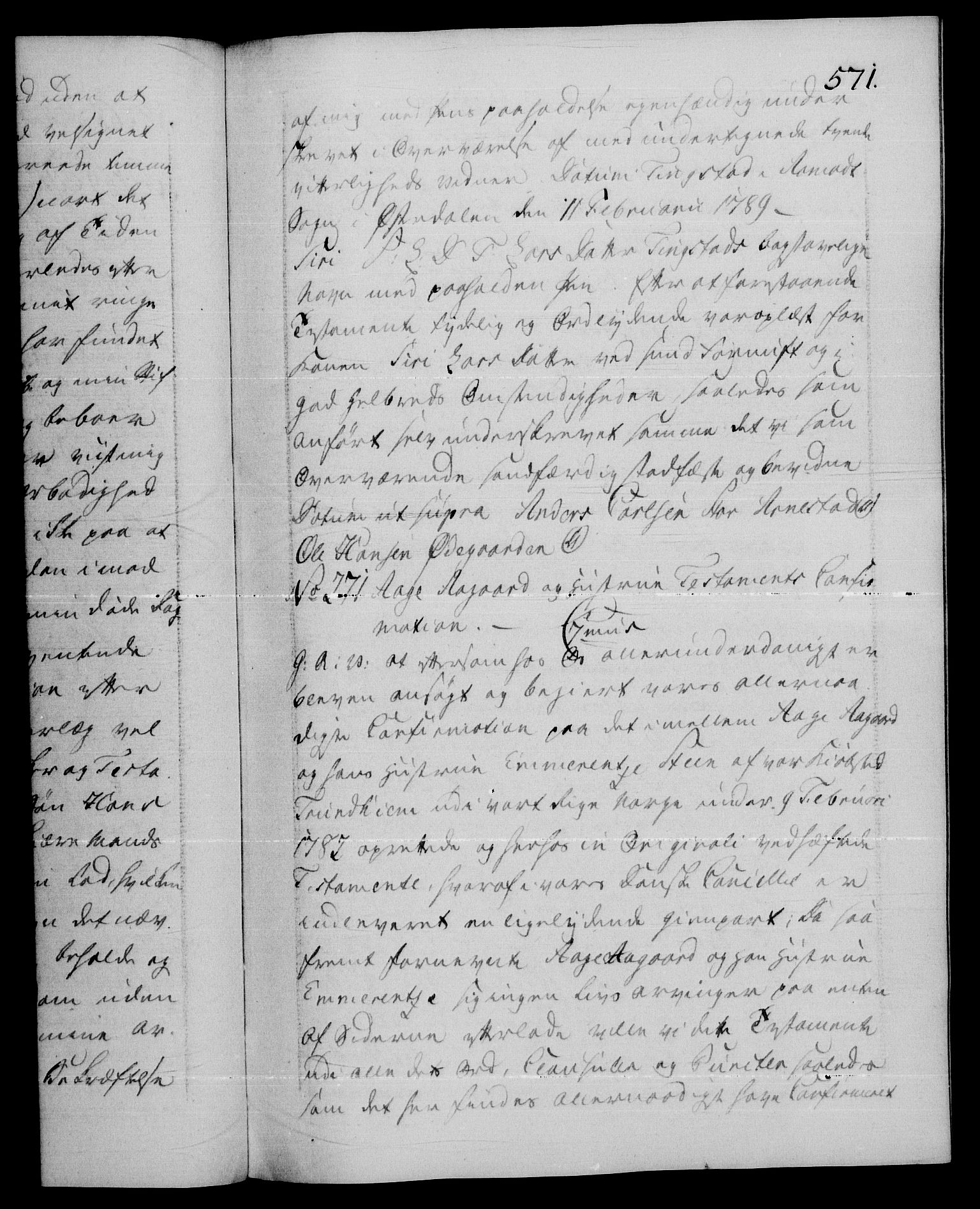 Danske Kanselli 1572-1799, AV/RA-EA-3023/F/Fc/Fca/Fcaa/L0052: Norske registre, 1788-1789, p. 571a