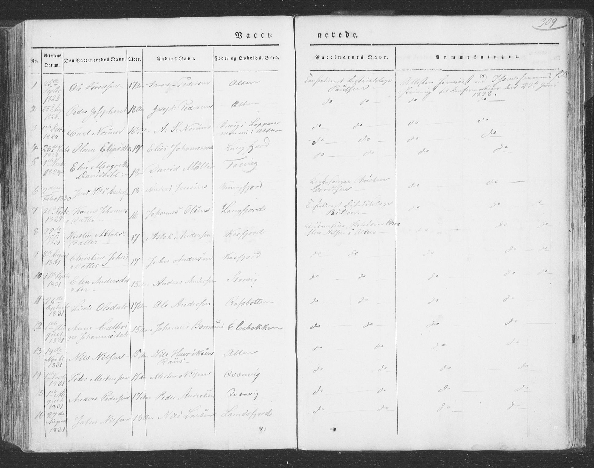 Talvik sokneprestkontor, SATØ/S-1337/H/Ha/L0009kirke: Parish register (official) no. 9, 1837-1852, p. 309