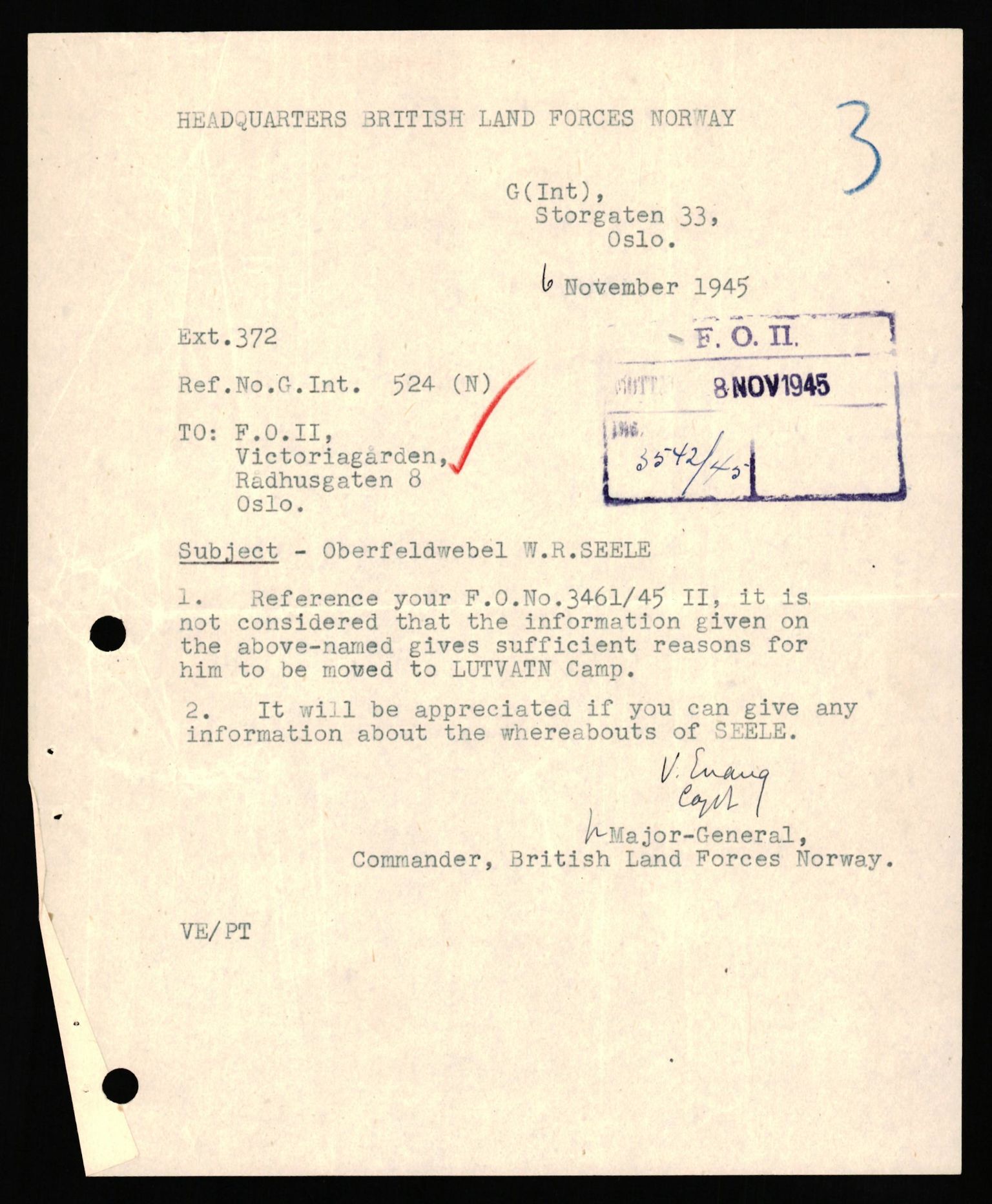 Forsvaret, Forsvarets overkommando II, RA/RAFA-3915/D/Db/L0031: CI Questionaires. Tyske okkupasjonsstyrker i Norge. Tyskere., 1945-1946, p. 409