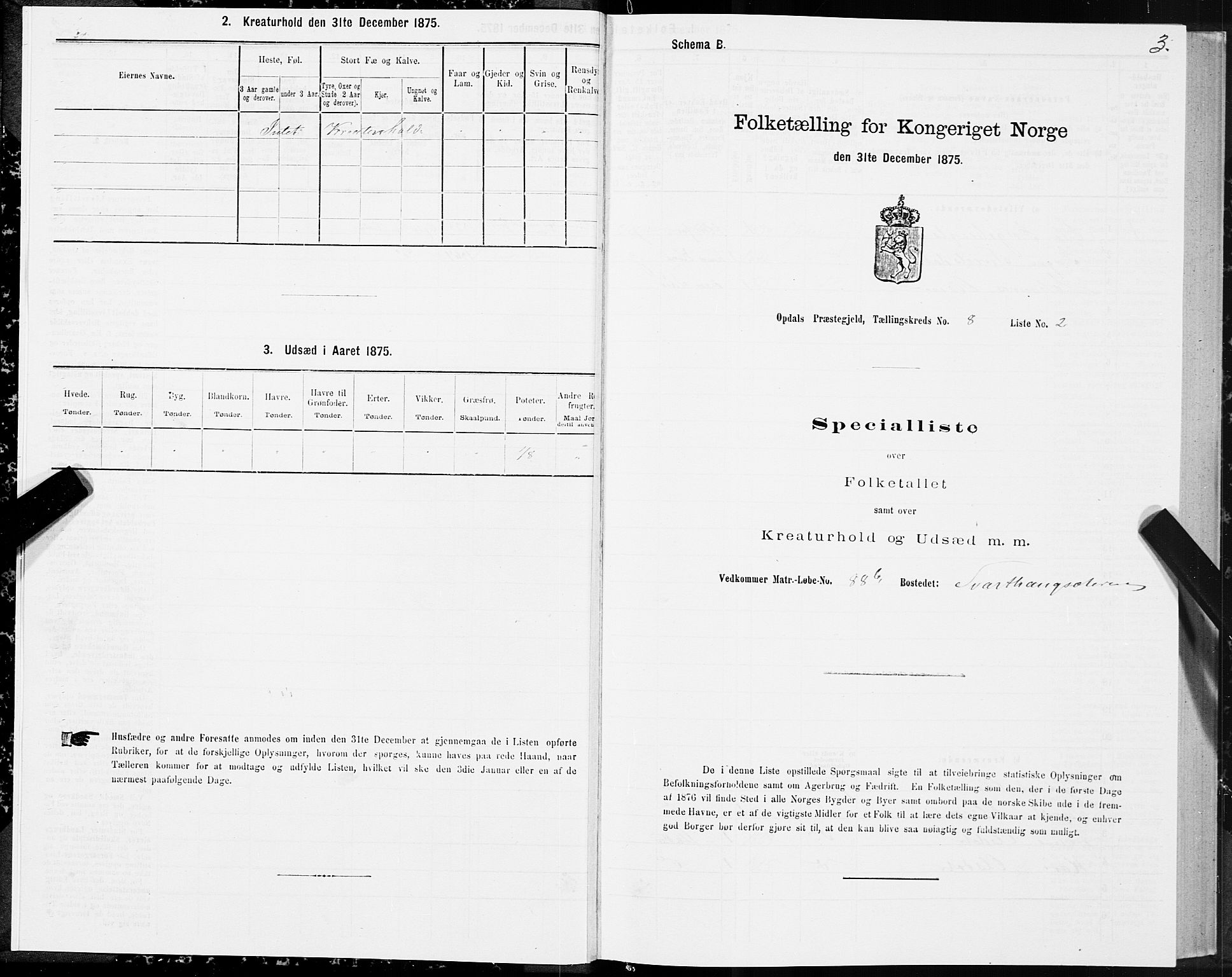 SAT, 1875 census for 1634P Oppdal, 1875, p. 5003