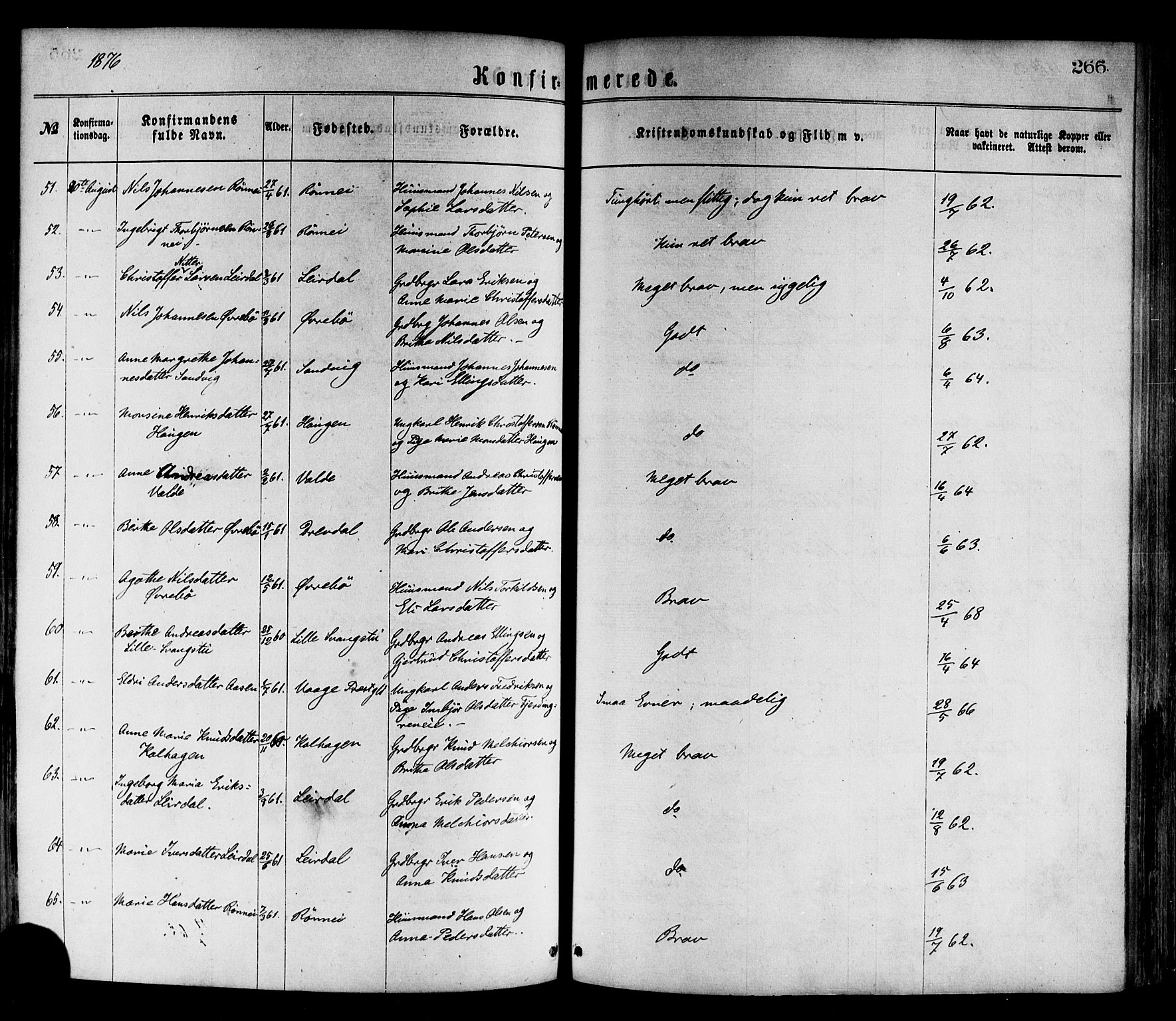 Luster sokneprestembete, AV/SAB-A-81101/H/Haa/Haaa/L0010: Parish register (official) no. A 10, 1871-1886, p. 266