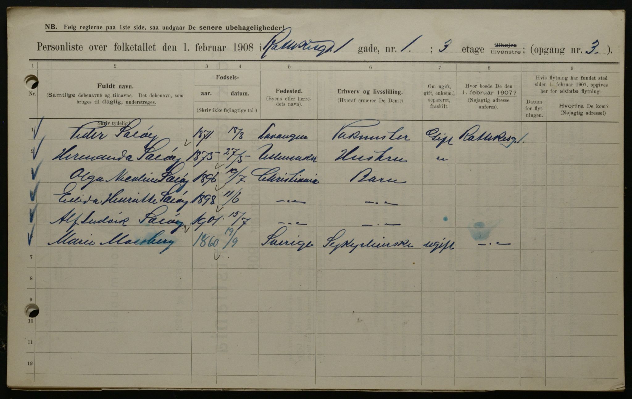 OBA, Municipal Census 1908 for Kristiania, 1908, p. 73571