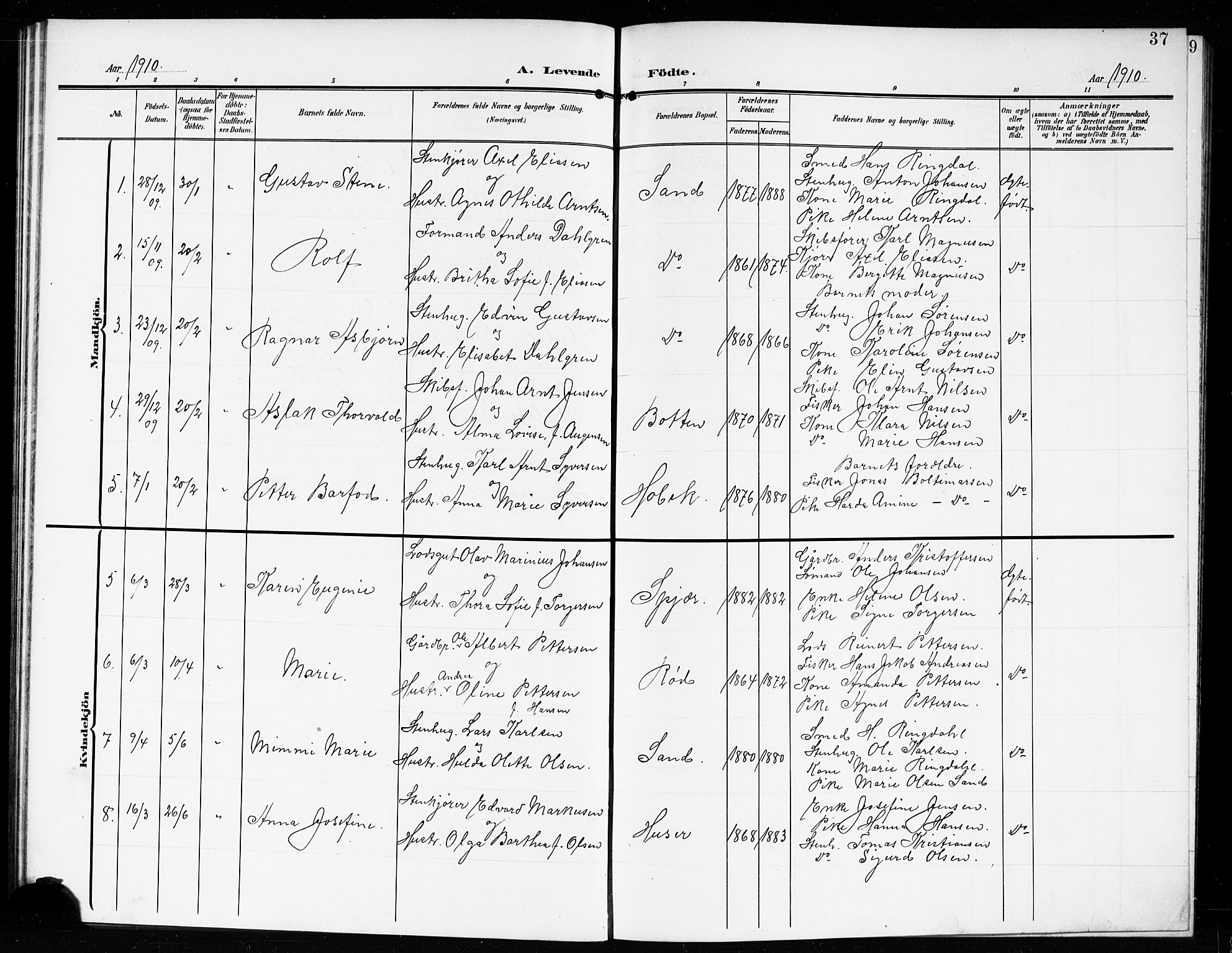 Hvaler prestekontor Kirkebøker, SAO/A-2001/G/Gb/L0003: Parish register (copy) no. II 3, 1904-1917, p. 37