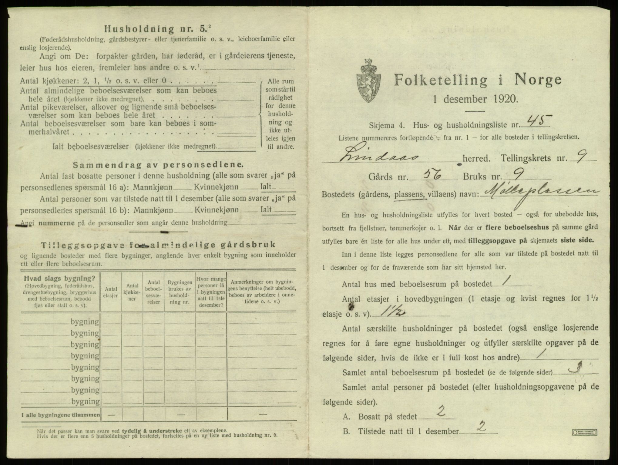 SAB, 1920 census for Lindås, 1920, p. 675