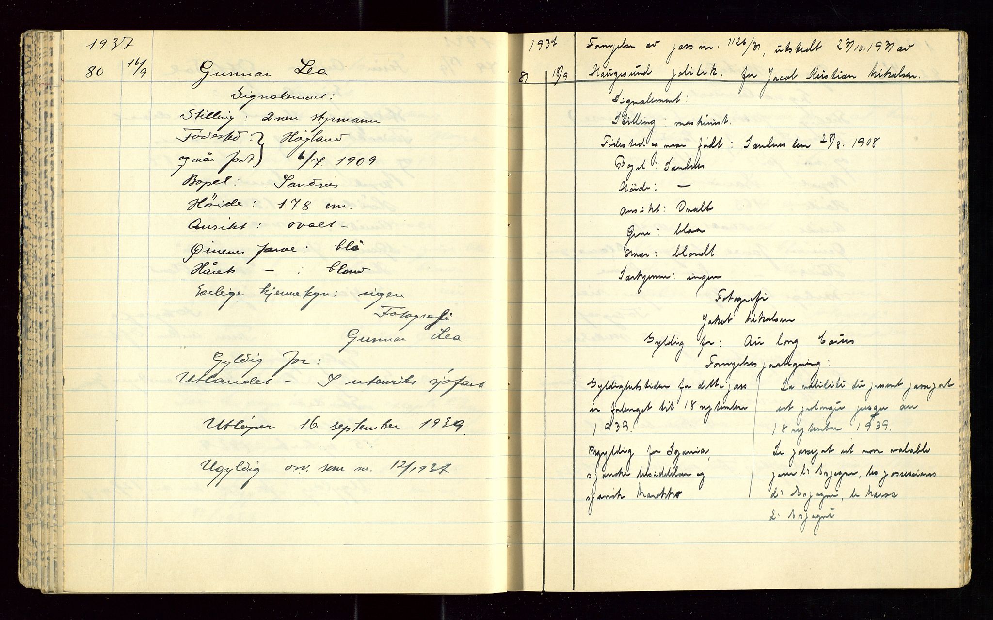 Sandnes politikammer, AV/SAST-A-100446/K/L0005: Passprotokoll, 1934-1938, p. 120