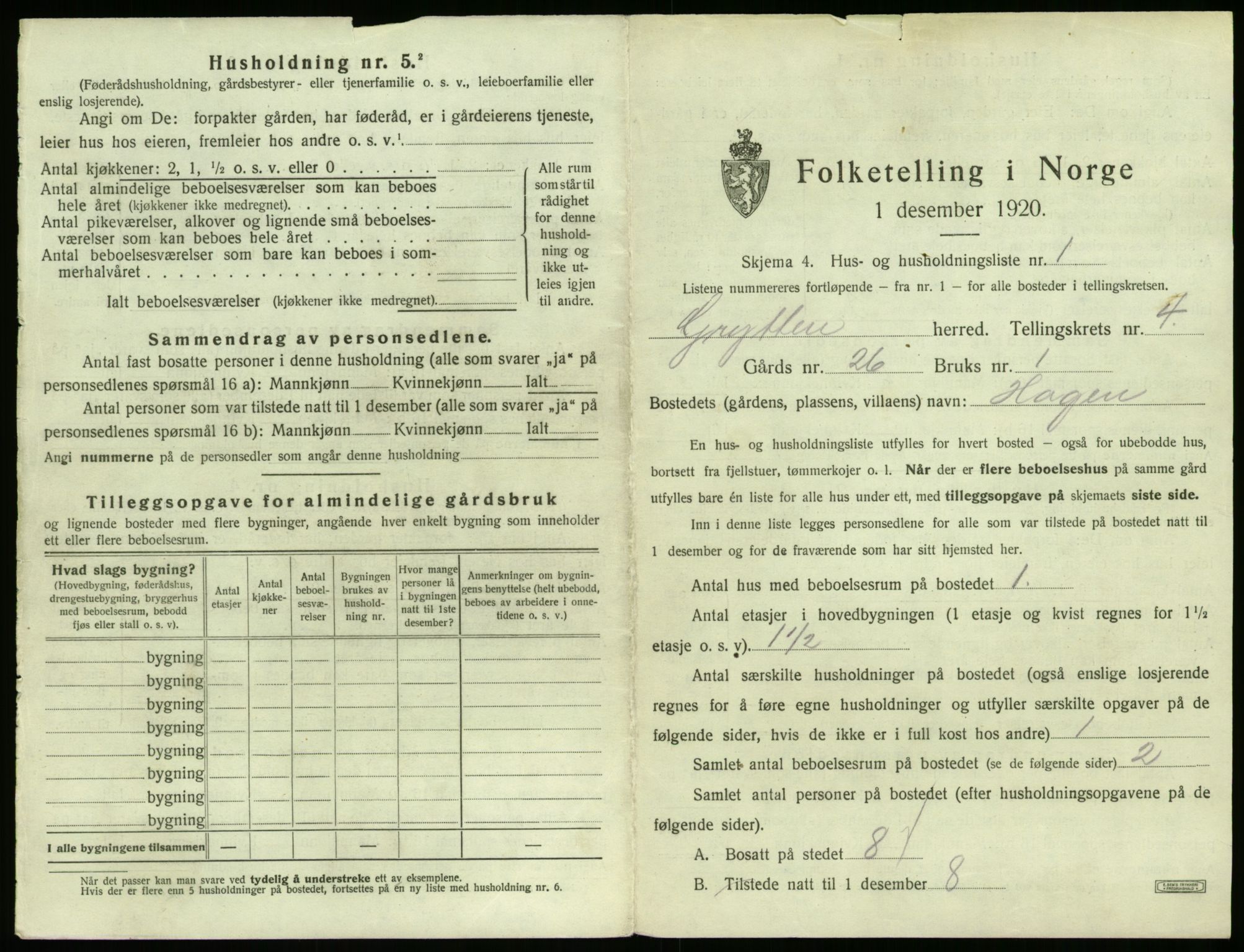 SAT, 1920 census for Grytten, 1920, p. 358