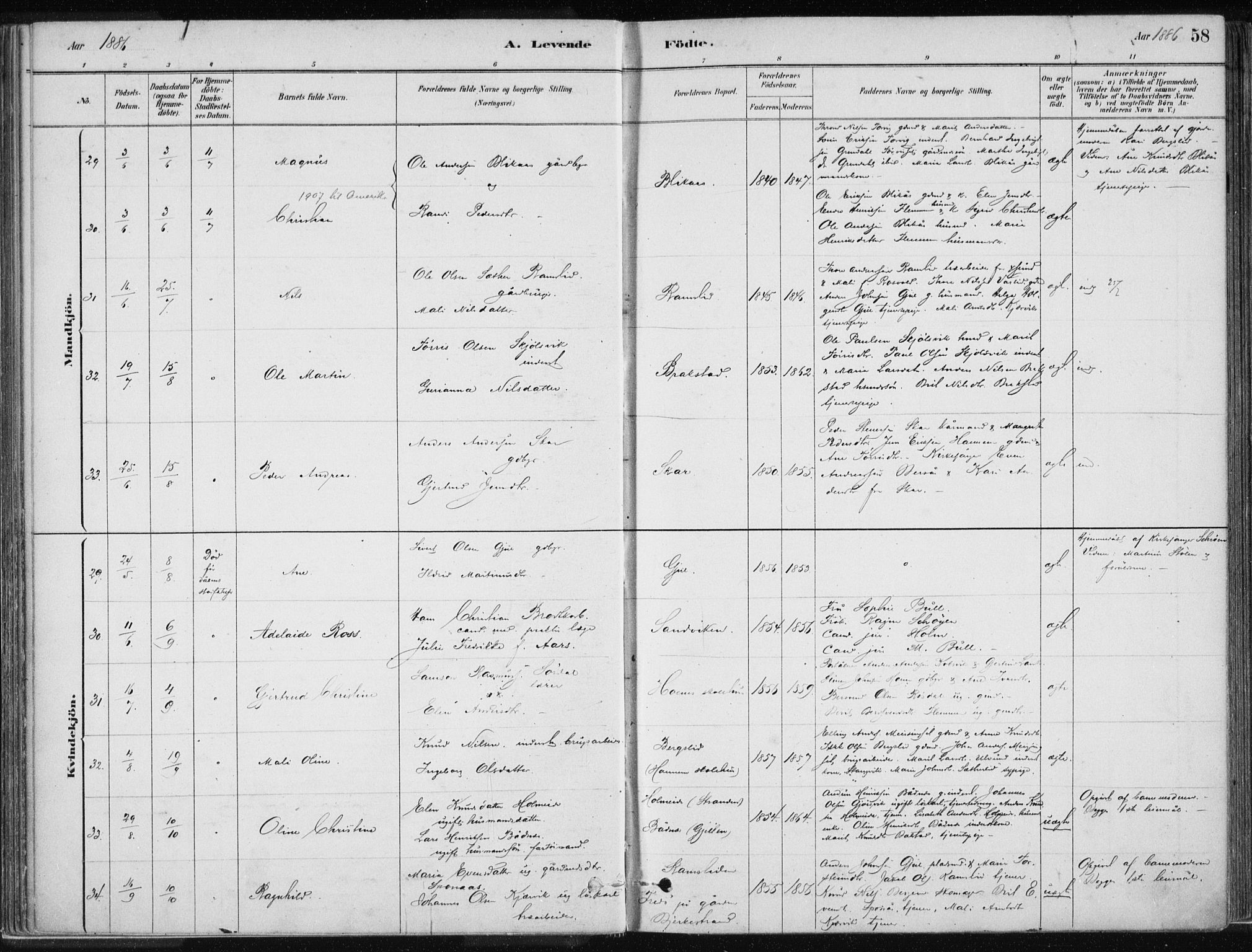 Ministerialprotokoller, klokkerbøker og fødselsregistre - Møre og Romsdal, SAT/A-1454/586/L0987: Parish register (official) no. 586A13, 1879-1892, p. 58