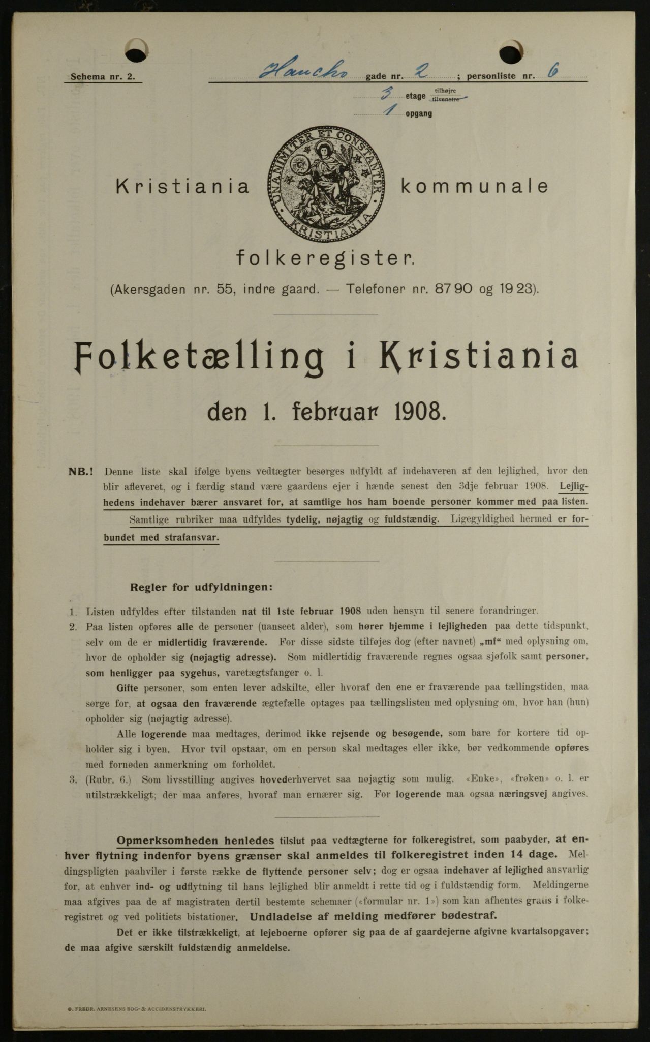 OBA, Municipal Census 1908 for Kristiania, 1908, p. 31623