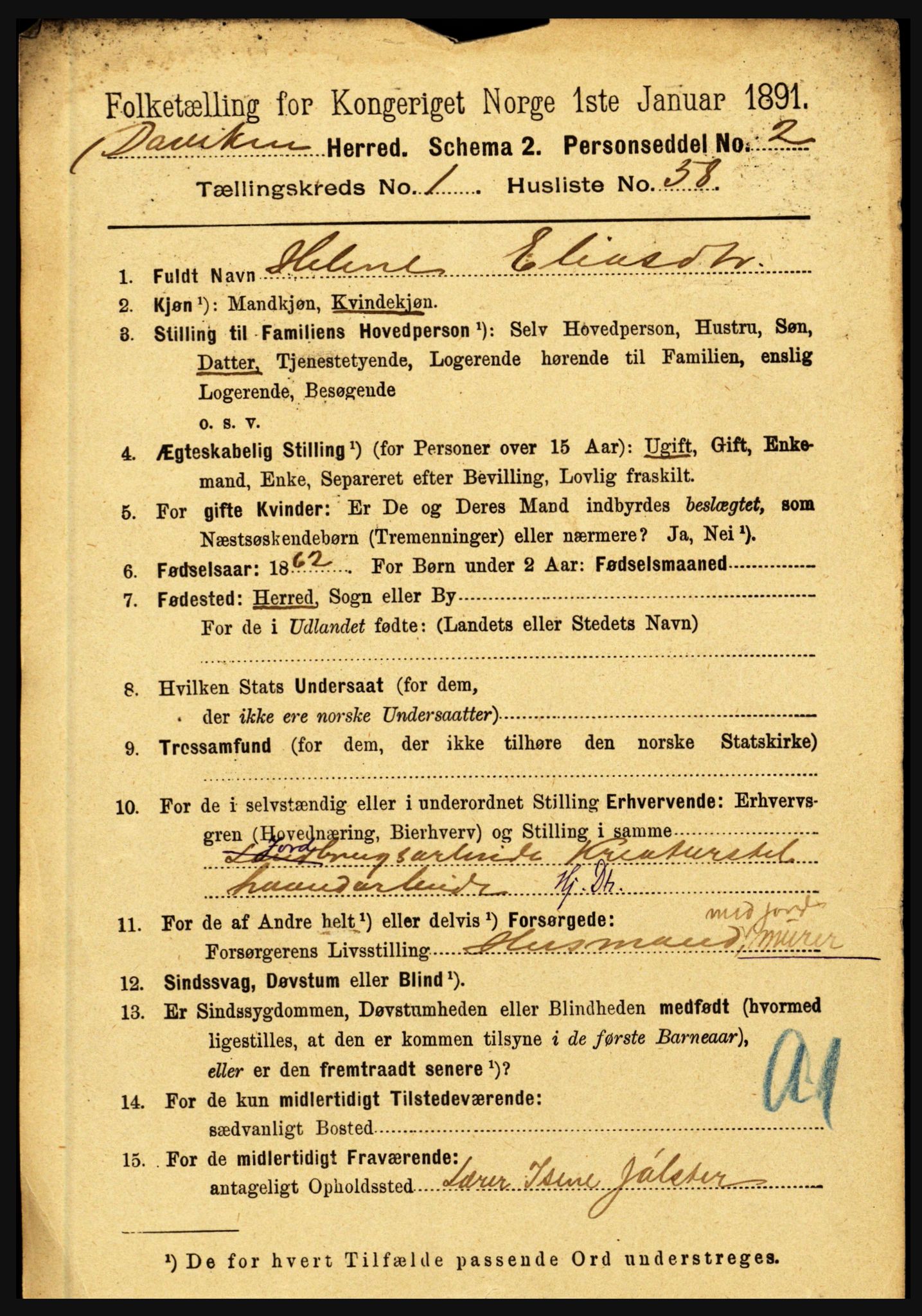 RA, 1891 census for 1442 Davik, 1891, p. 441