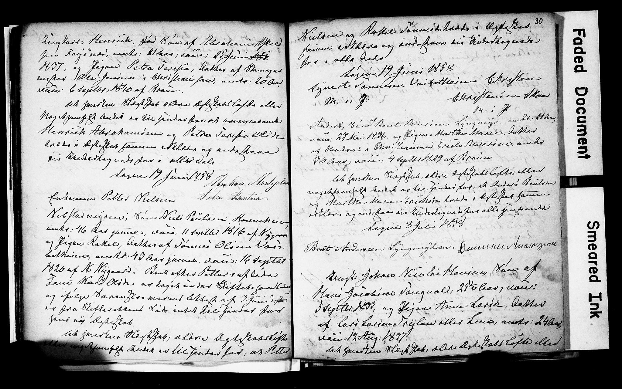 Søgne sokneprestkontor, SAK/1111-0037/F/Fe/L0001: Banns register no. A III 1, 1853-1870, p. 30