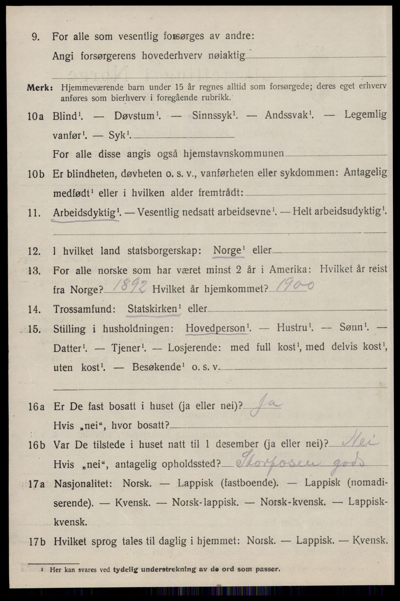 SAT, 1920 census for Ørland, 1920, p. 4936