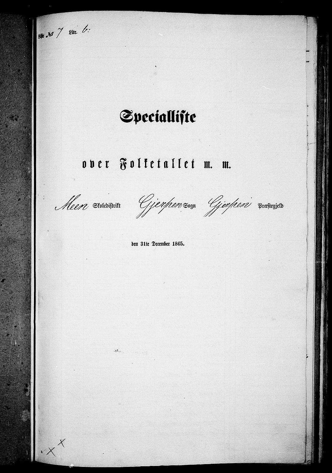 RA, 1865 census for Gjerpen, 1865, p. 129
