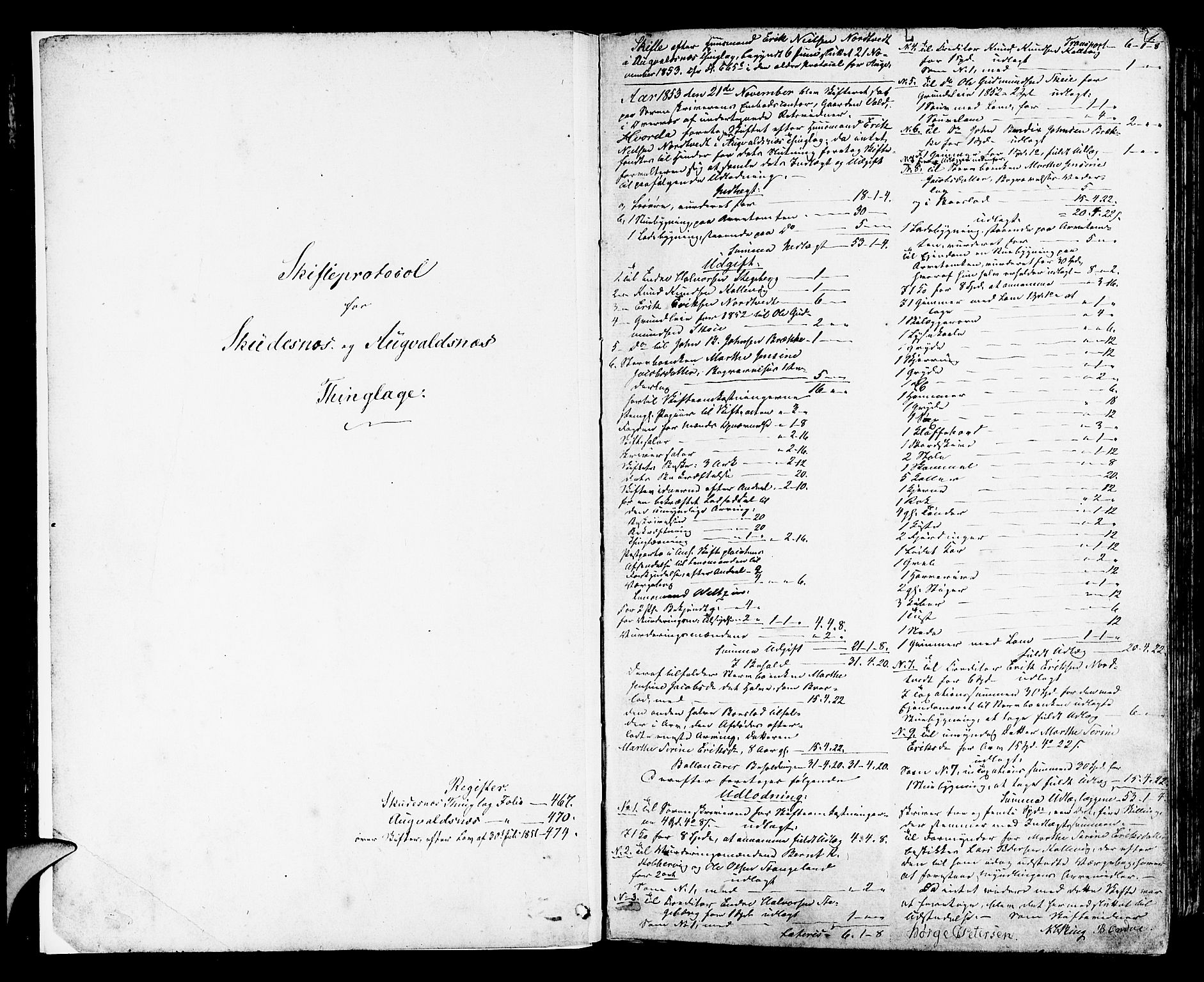 Karmsund sorenskriveri, SAST/A-100311/01/IV/IVDB/L0009: SKIFTEPROTOKOLL SKUDENES, AVALDSNES, 1853-1866, p. 0b-1a