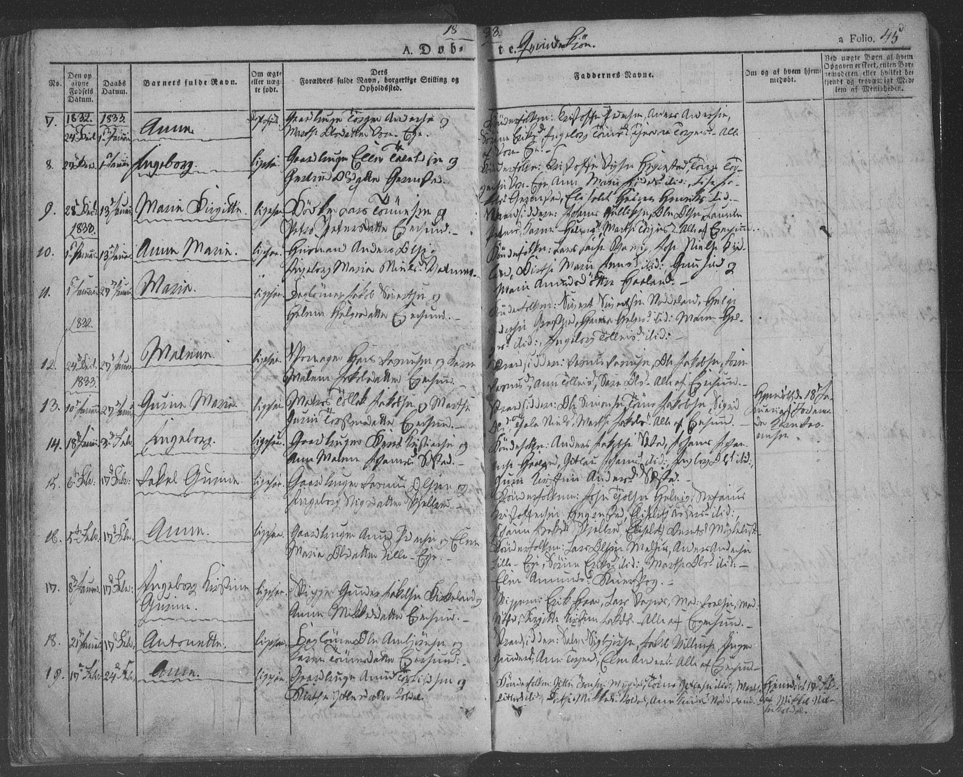 Eigersund sokneprestkontor, AV/SAST-A-101807/S08/L0009: Parish register (official) no. A 9, 1827-1850, p. 45