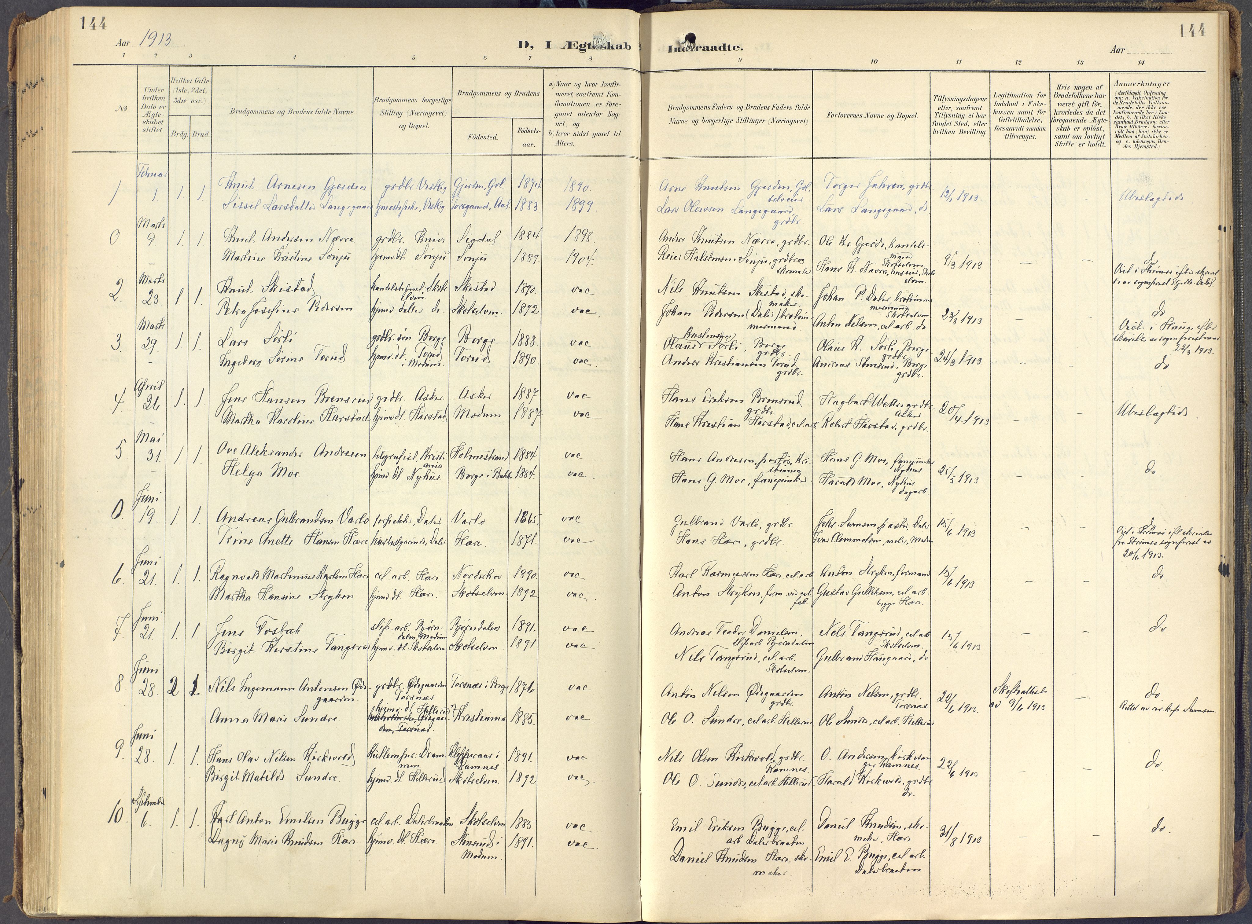 Eiker kirkebøker, SAKO/A-4/F/Fc/L0004: Parish register (official) no. III 4, 1900-1919, p. 144