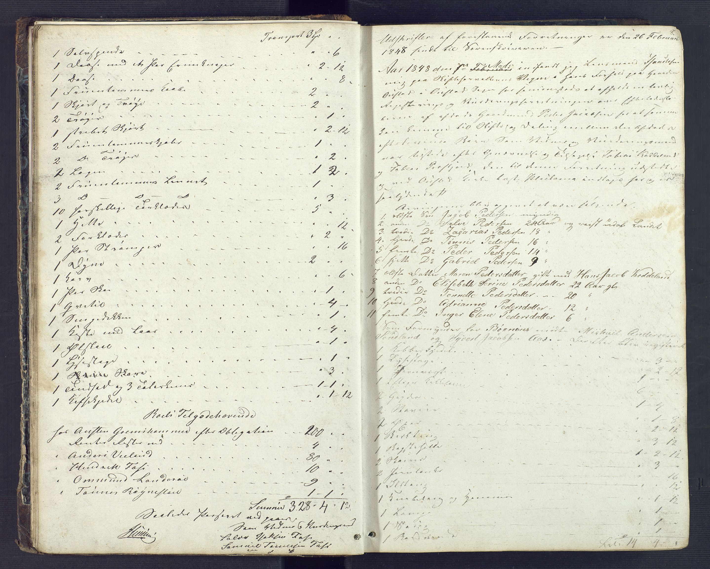 Lyngdal sorenskriveri, AV/SAK-1221-0004/H/Hc/L0856: Skifteregistreringsprotokoll nr. 6, Berg tinglag, 1847-1869, p. 7b-8a