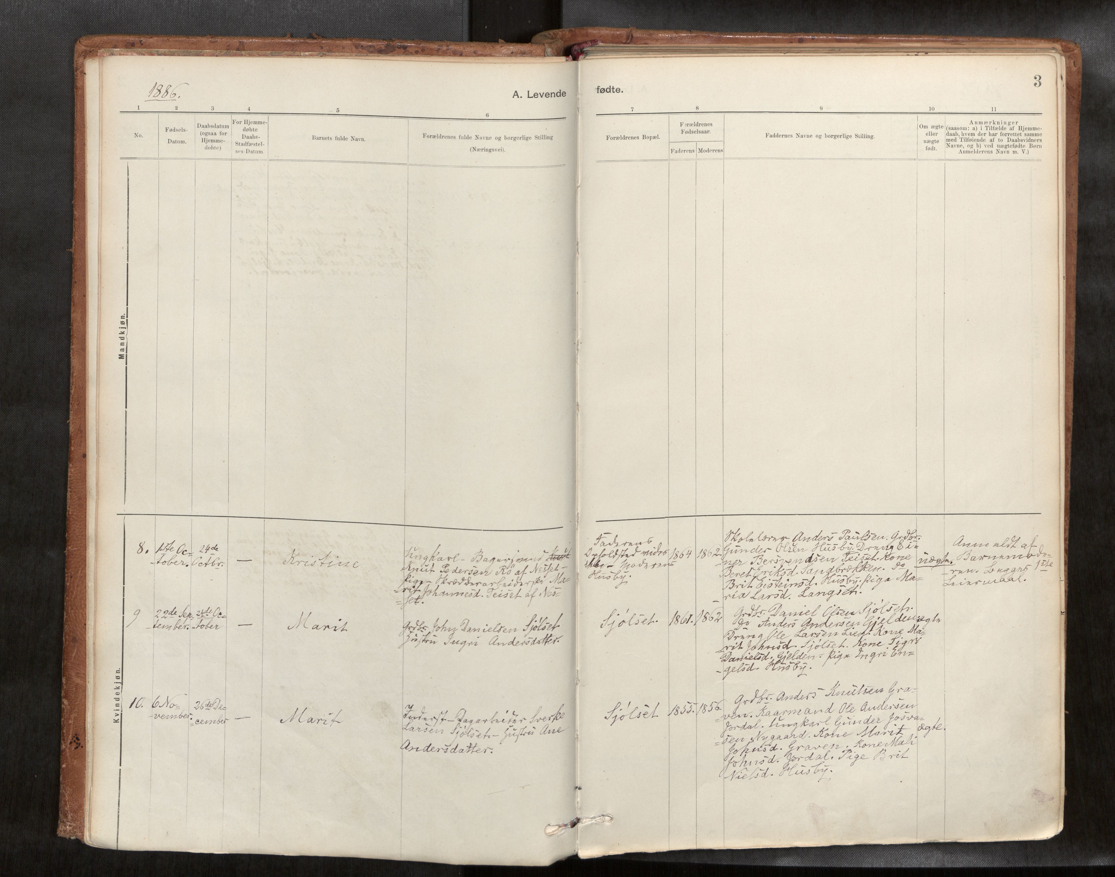 Ministerialprotokoller, klokkerbøker og fødselsregistre - Møre og Romsdal, SAT/A-1454/588/L1006: Parish register (official) no. 588A03, 1886-1912, p. 3