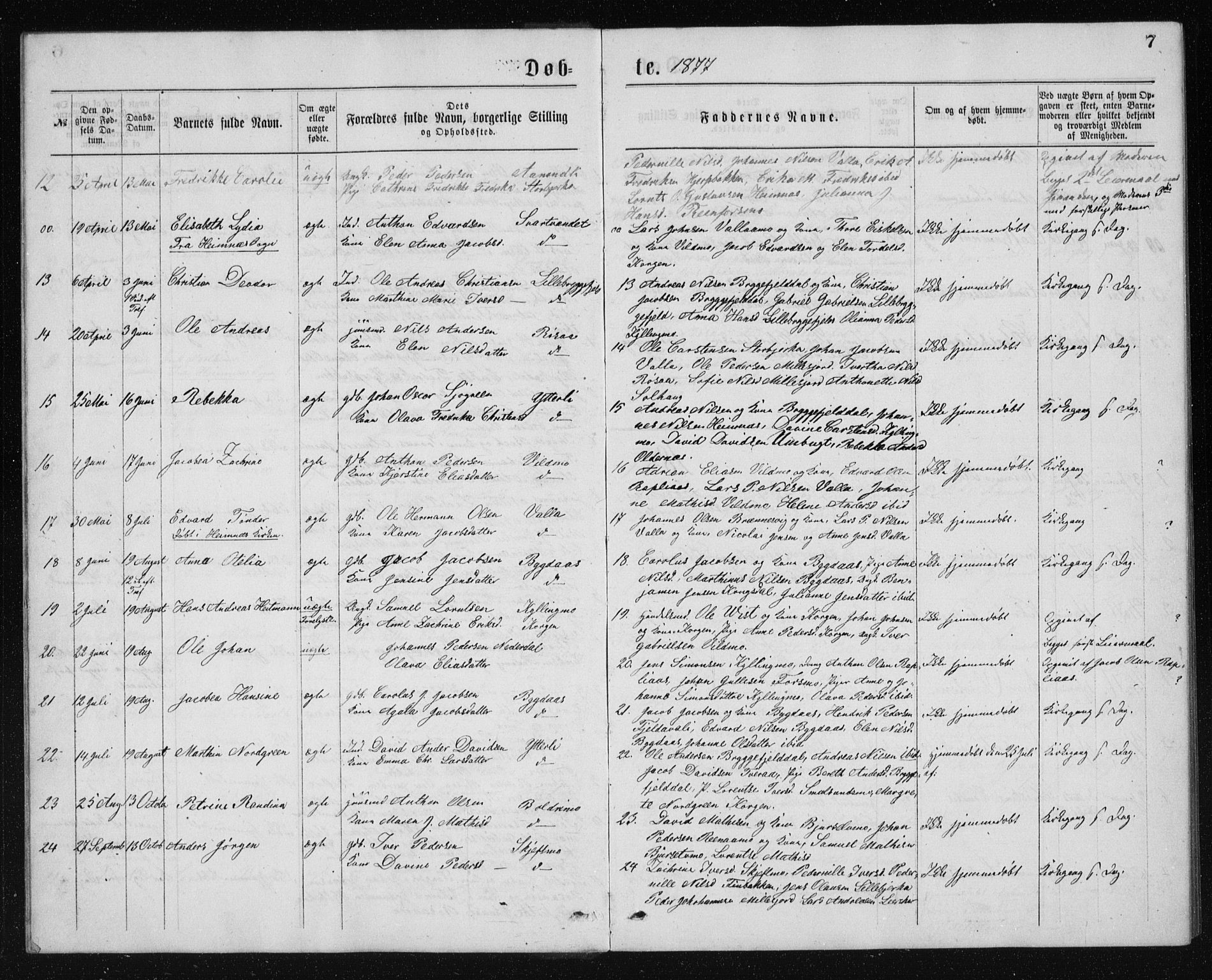 Ministerialprotokoller, klokkerbøker og fødselsregistre - Nordland, AV/SAT-A-1459/826/L0381: Parish register (copy) no. 826C01, 1877-1886, p. 7